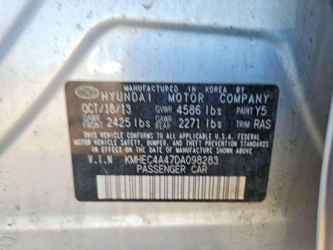 2013 Hyundai Sonata Hybrid Silver vin: KMHEC4A47DA098283