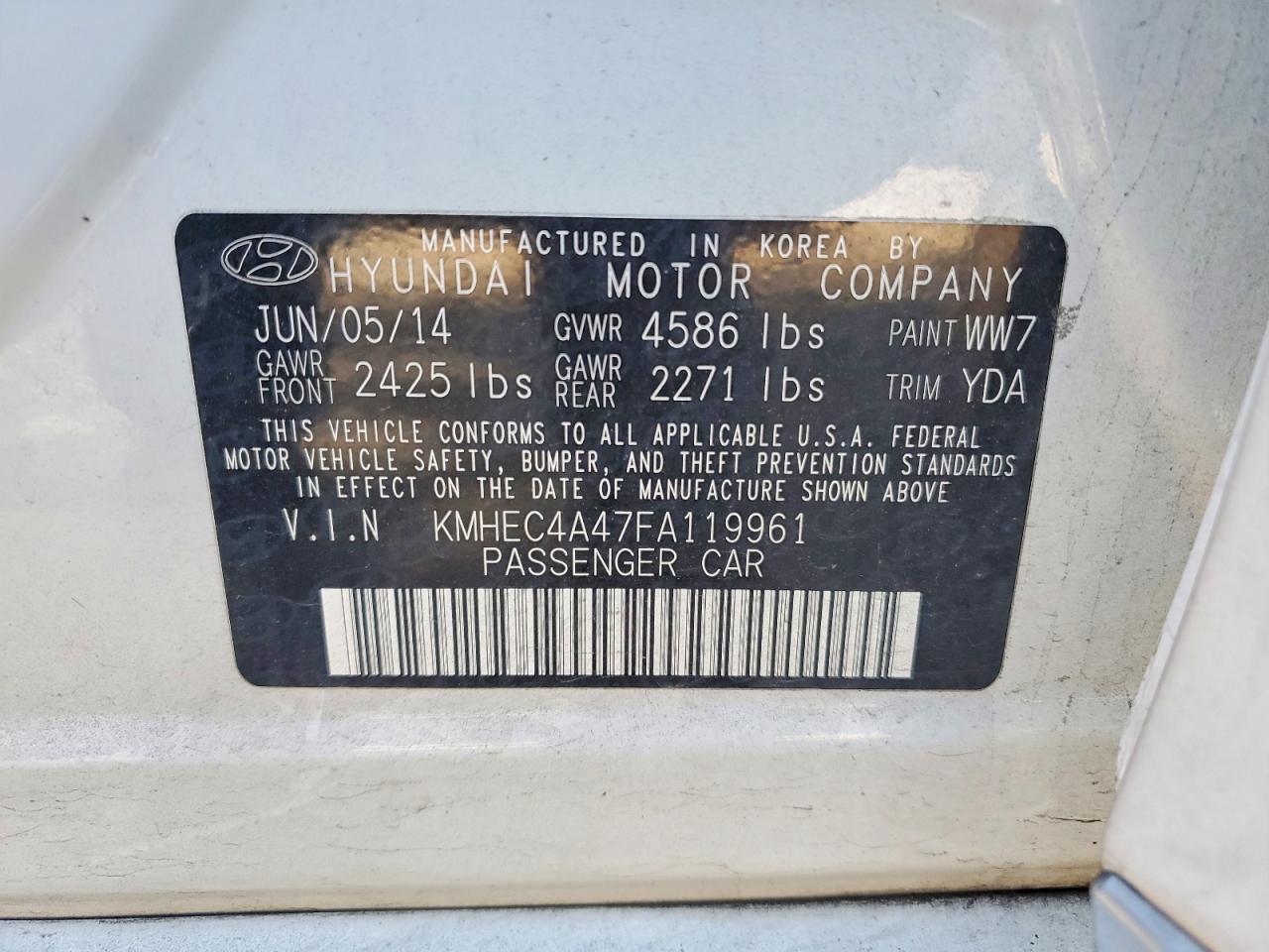 2015 Hyundai Sonata Hybrid Limited White vin: KMHEC4A47FA119961