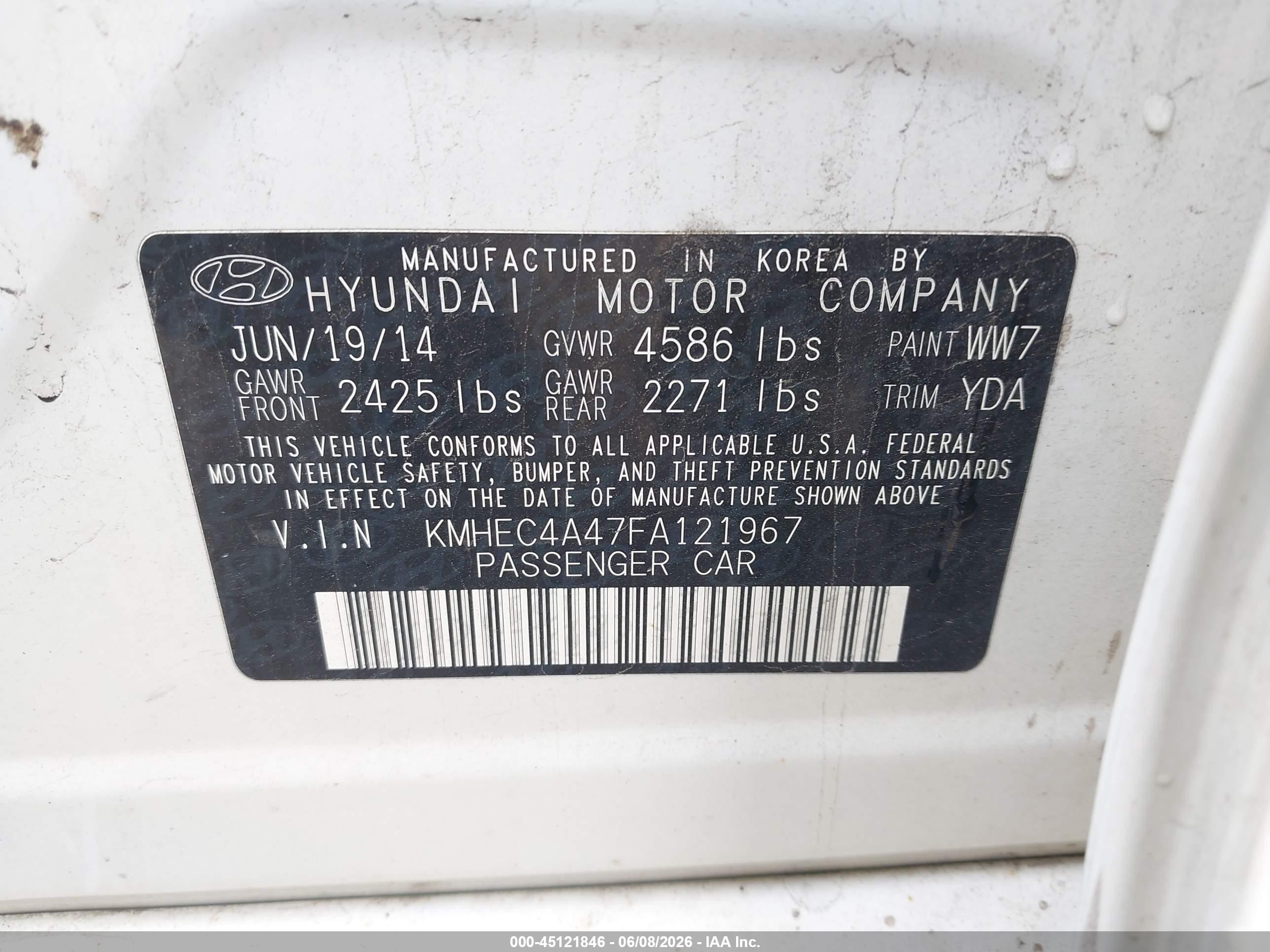 2015 Hyundai Sonata Hybrid Limited White vin: KMHEC4A47FA121967