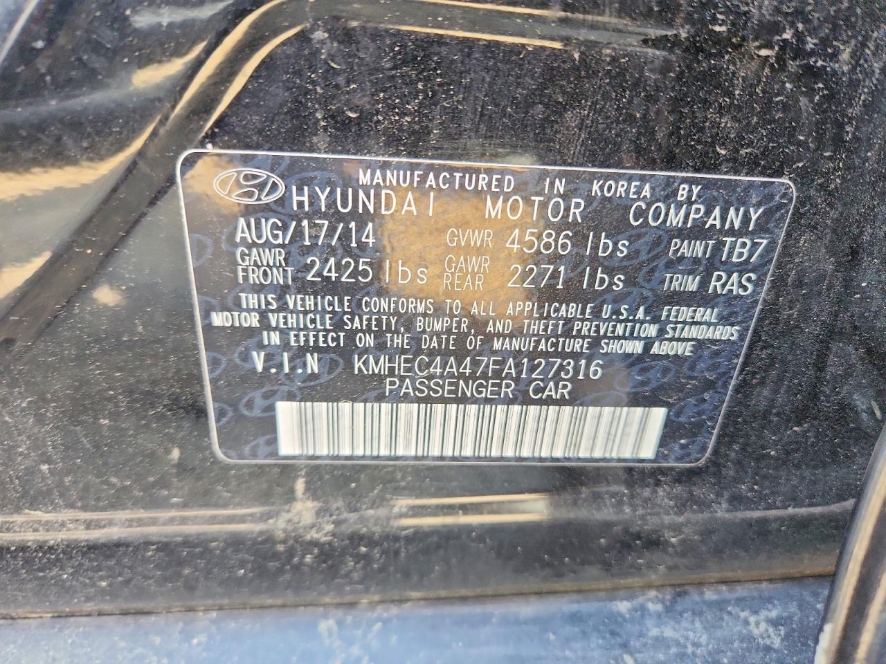 2015 Hyundai Sonata Hybrid Limited Black vin: KMHEC4A47FA127316