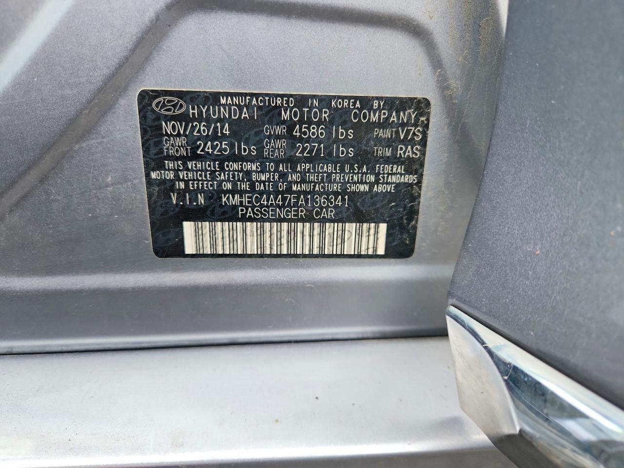 2015 Hyundai Sonata Hybrid Limited Gray vin: KMHEC4A47FA136341