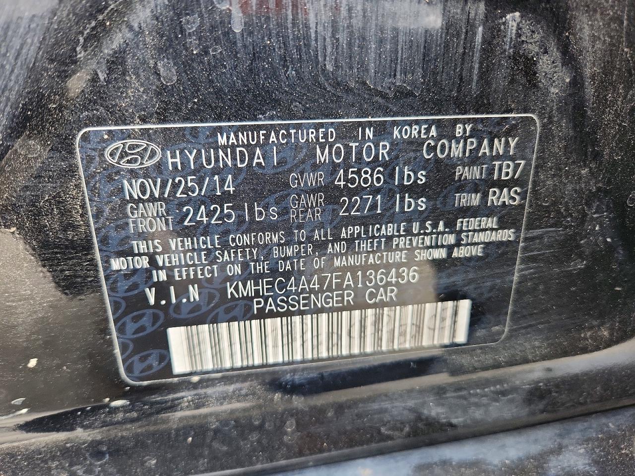 2015 Hyundai Sonata Hybrid Limited Black vin: KMHEC4A47FA136436