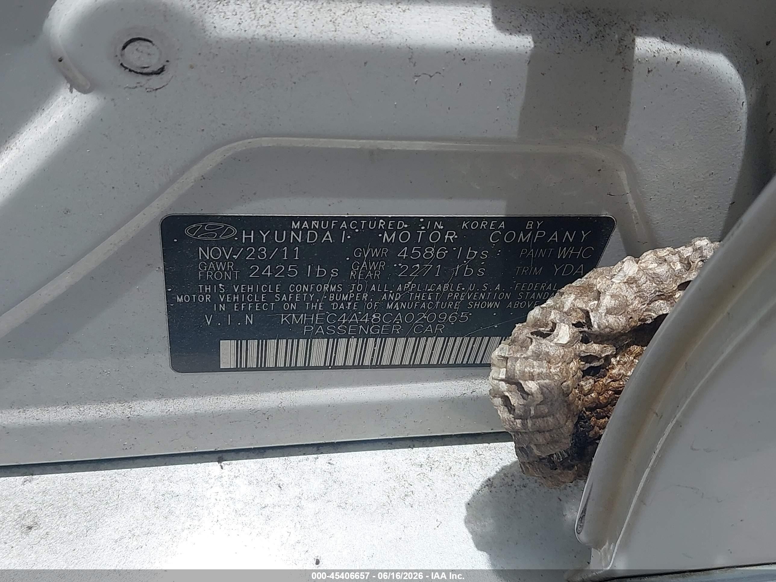 2012 Hyundai Sonata Hybrid   Белый vin: KMHEC4A48CA020965