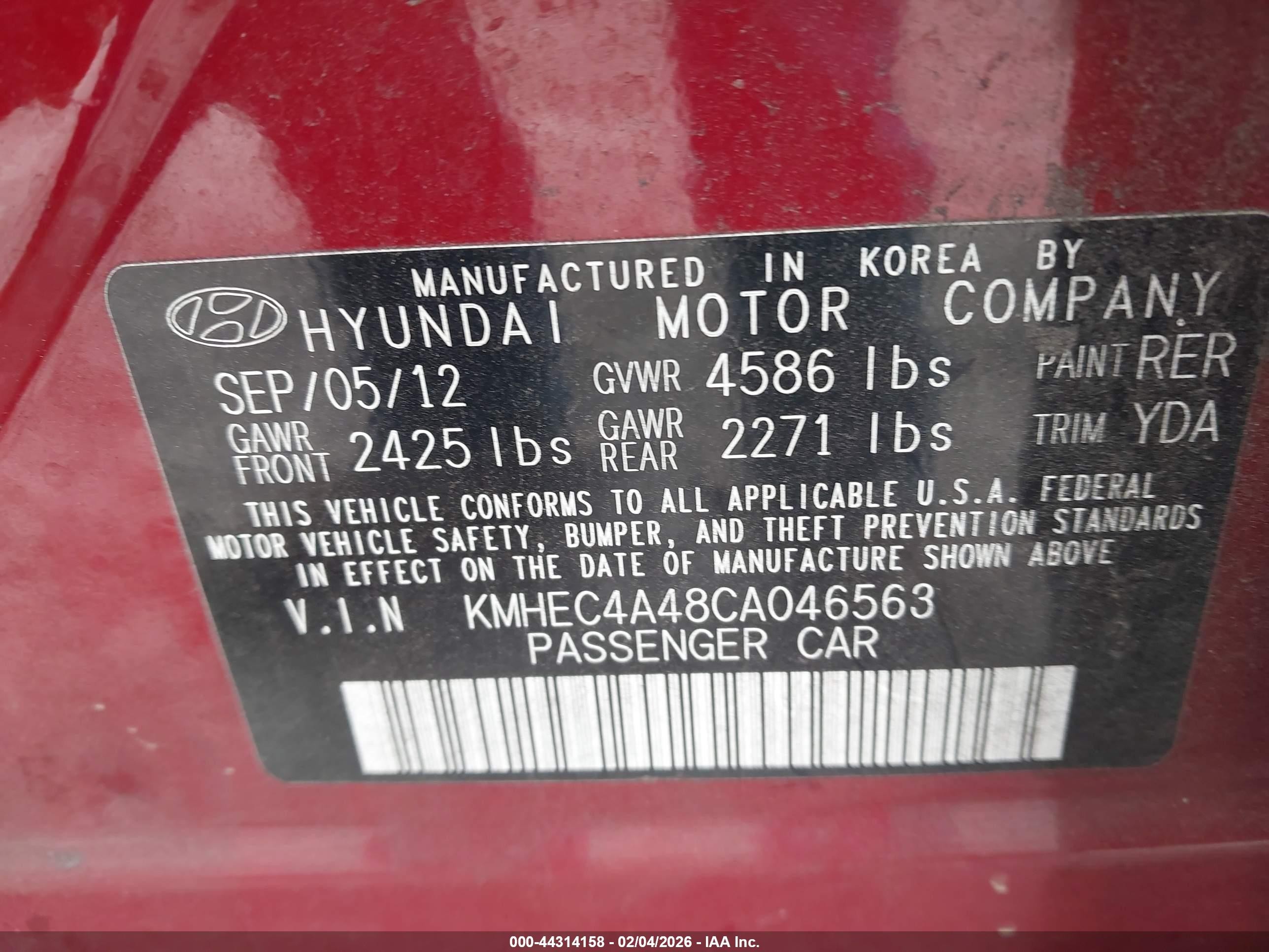 2012 Hyundai Sonata Hybrid   Красный vin: KMHEC4A48CA046563