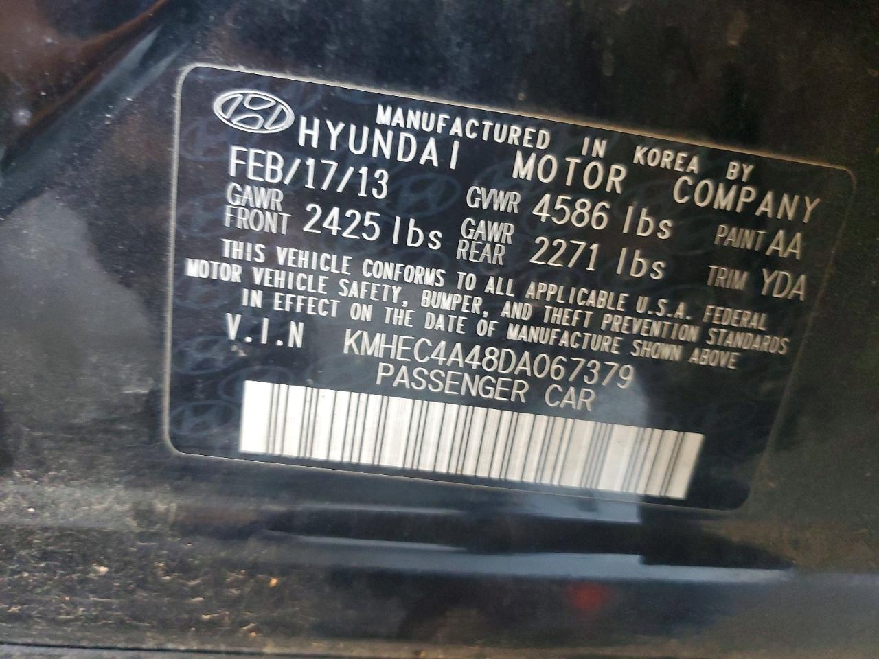 2013 Hyundai Sonata Hybrid Black vin: KMHEC4A48DA067379