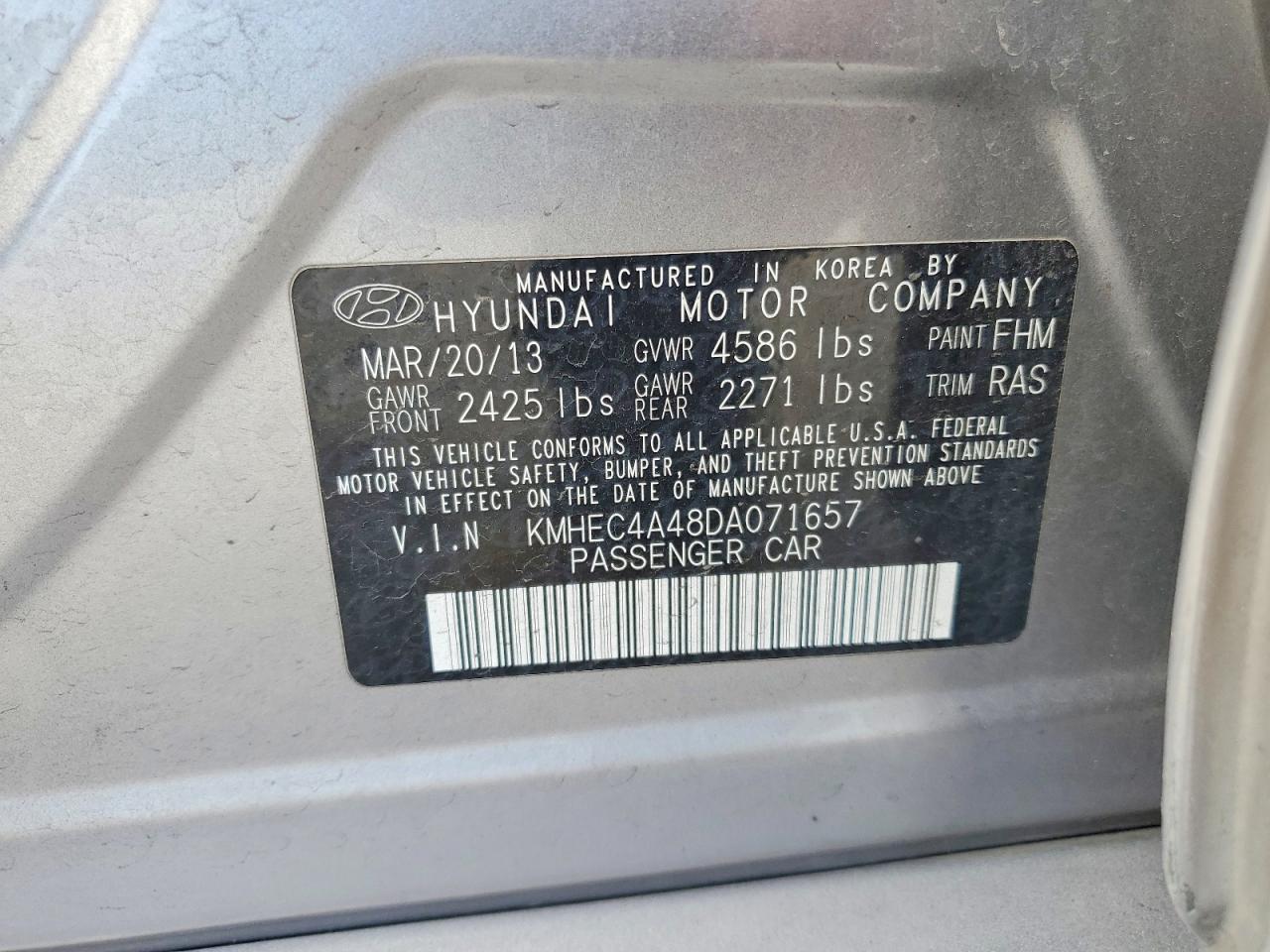 2013 Hyundai Sonata Hybrid Gray vin: KMHEC4A48DA071657