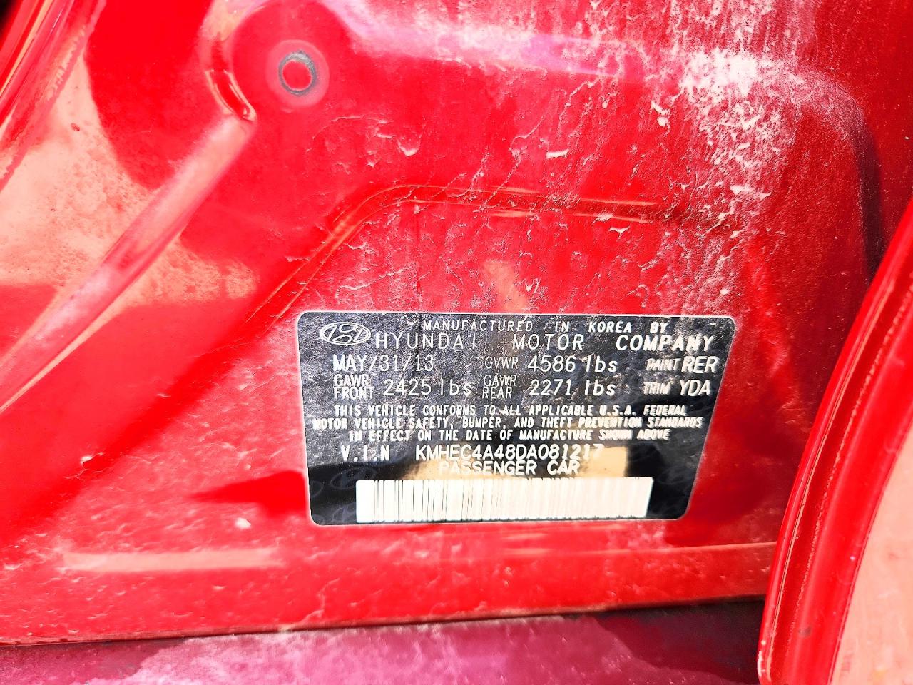 2013 Hyundai Sonata Hybrid Red vin: KMHEC4A48DA081217
