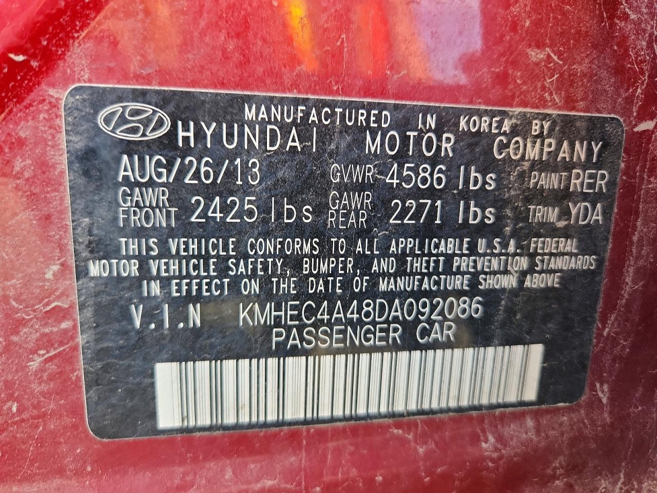 2013 Hyundai Sonata Hybrid Красный vin: KMHEC4A48DA092086