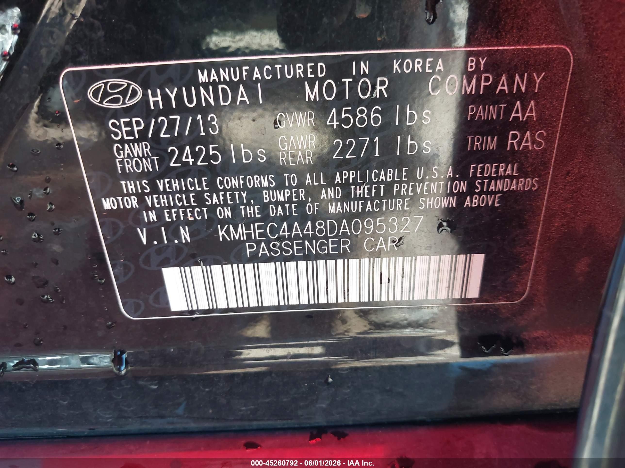 2013 Hyundai Sonata Hybrid Limited Black vin: KMHEC4A48DA095327