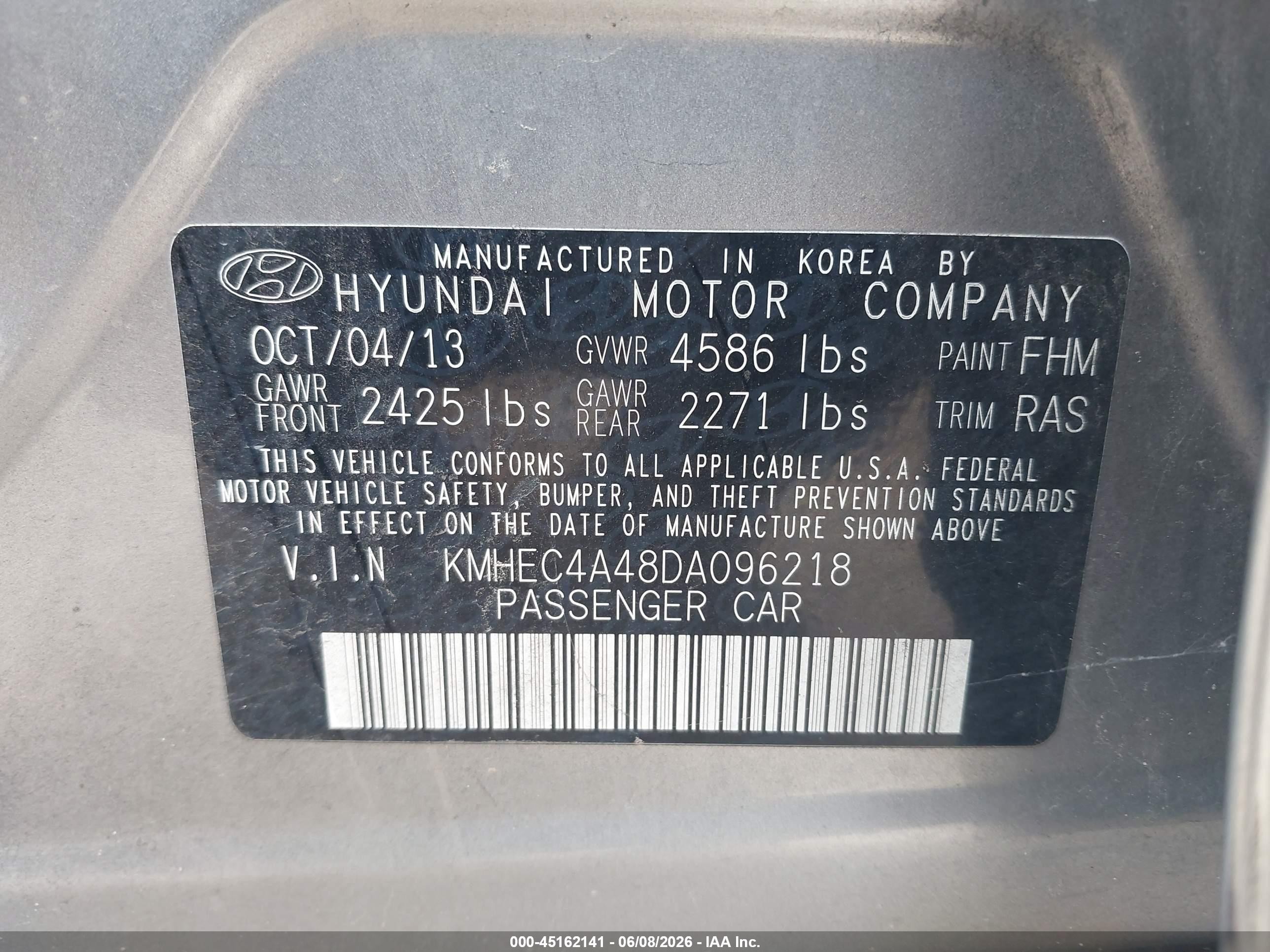 2013 Hyundai Sonata Hybrid Limited Silver vin: KMHEC4A48DA096218
