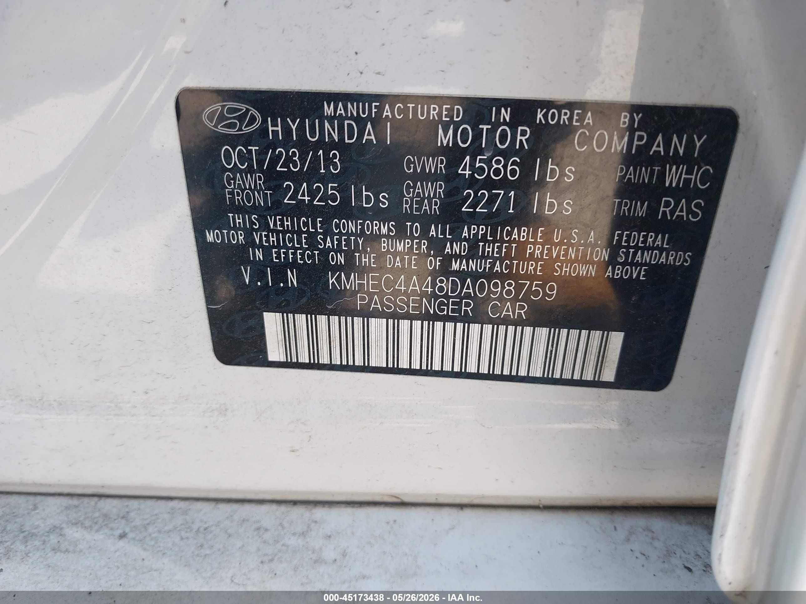 2013 Hyundai Sonata Hybrid Limited White vin: KMHEC4A48DA098759