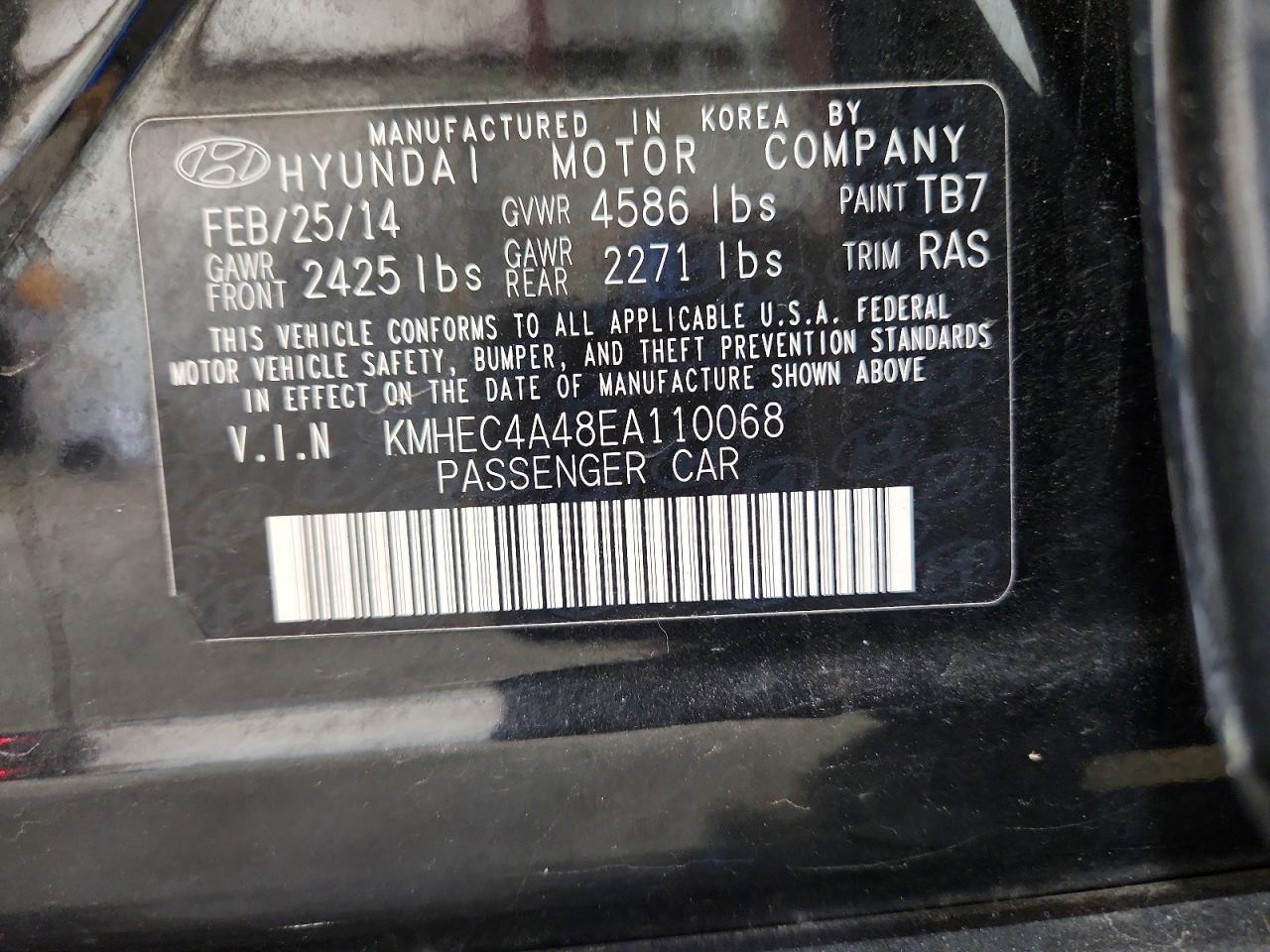 2014 Hyundai Sonata Hybrid Black vin: KMHEC4A48EA110068