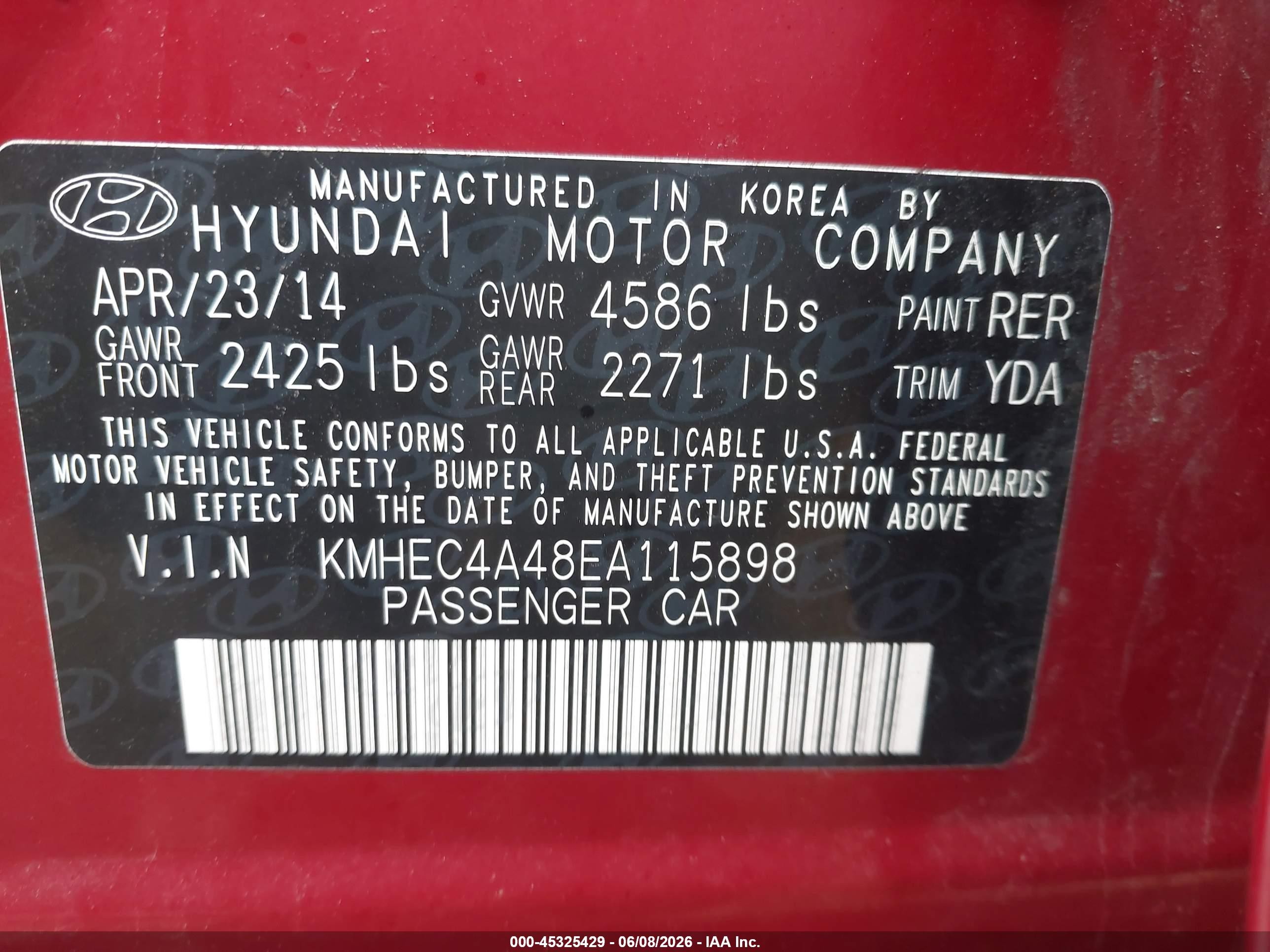 2014 Hyundai Sonata Hybrid Limited Red vin: KMHEC4A48EA115898