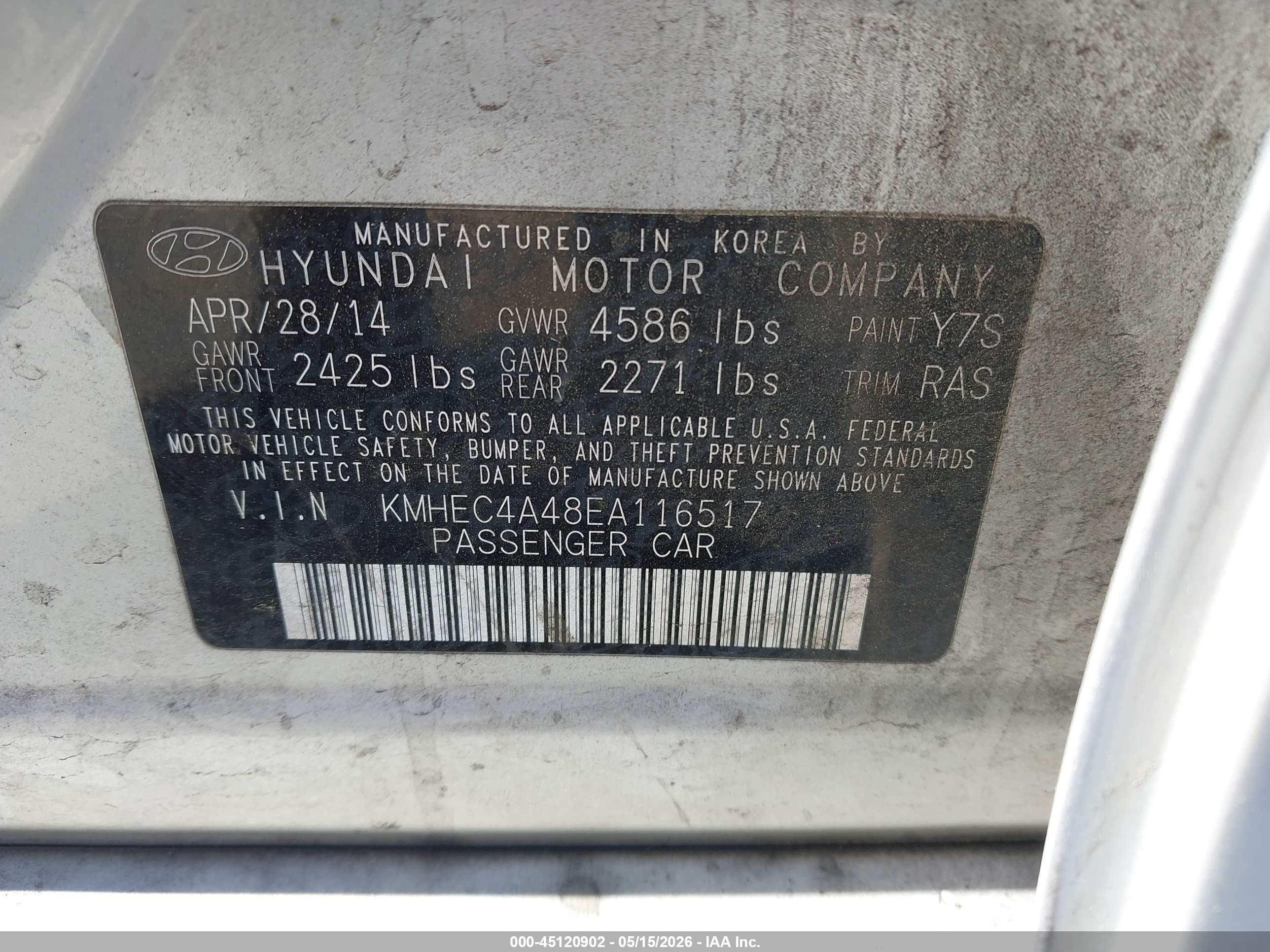 2014 Hyundai Sonata Hybrid   Silver vin: KMHEC4A48EA116517