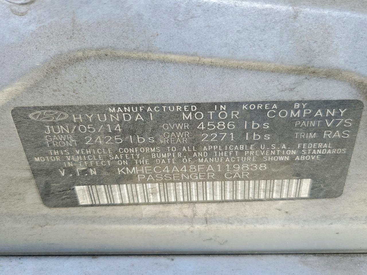 2015 Hyundai Sonata Hybrid Limited Gray vin: KMHEC4A48FA119838