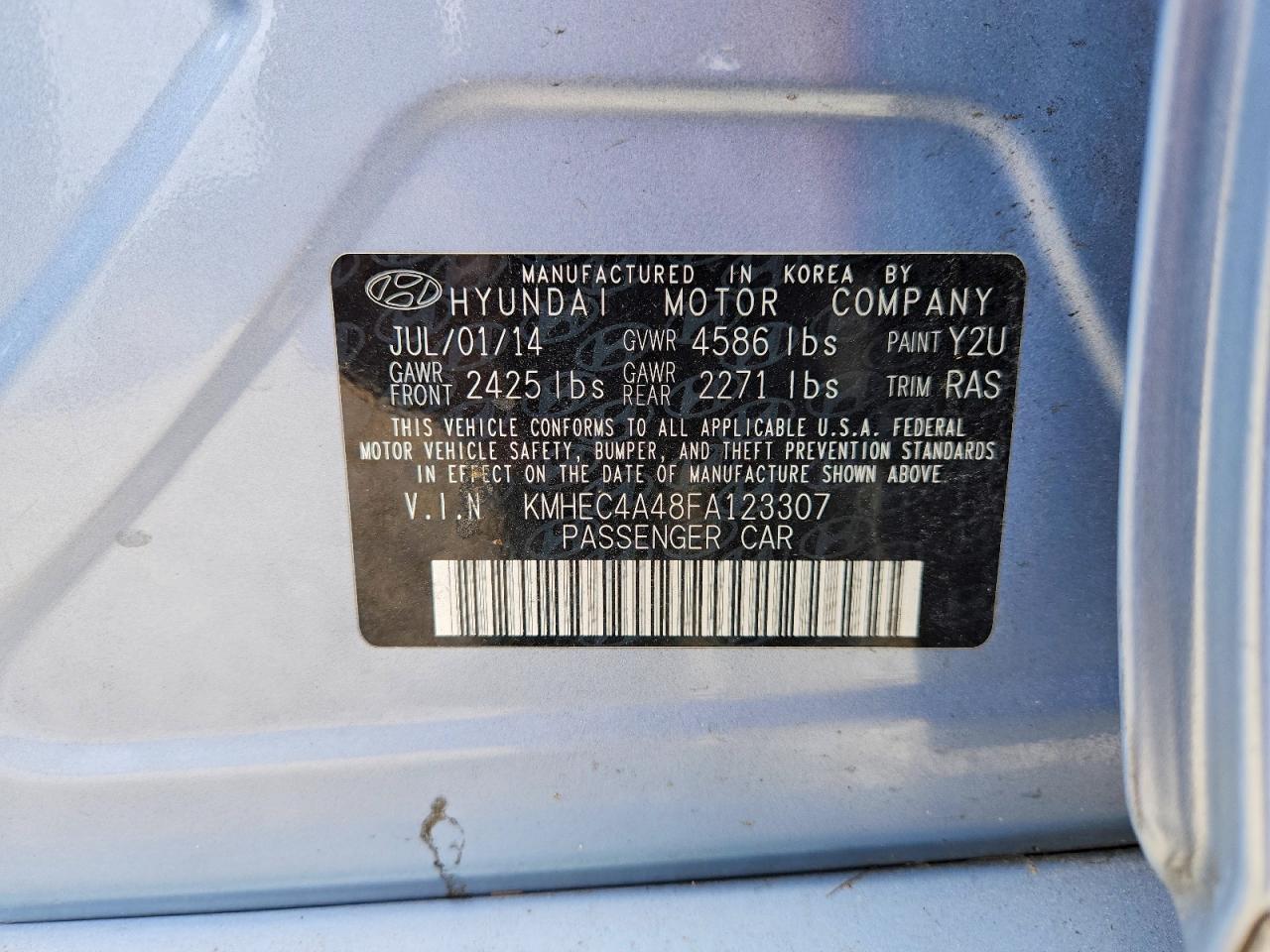 2015 Hyundai Sonata Hybrid Limited Blue vin: KMHEC4A48FA123307
