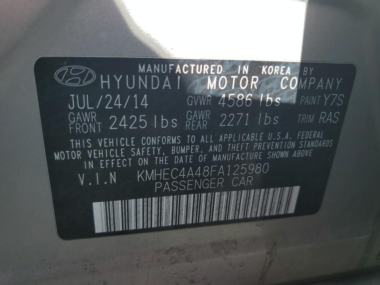 2015 Hyundai Sonata Hybrid Silver vin: KMHEC4A48FA125980