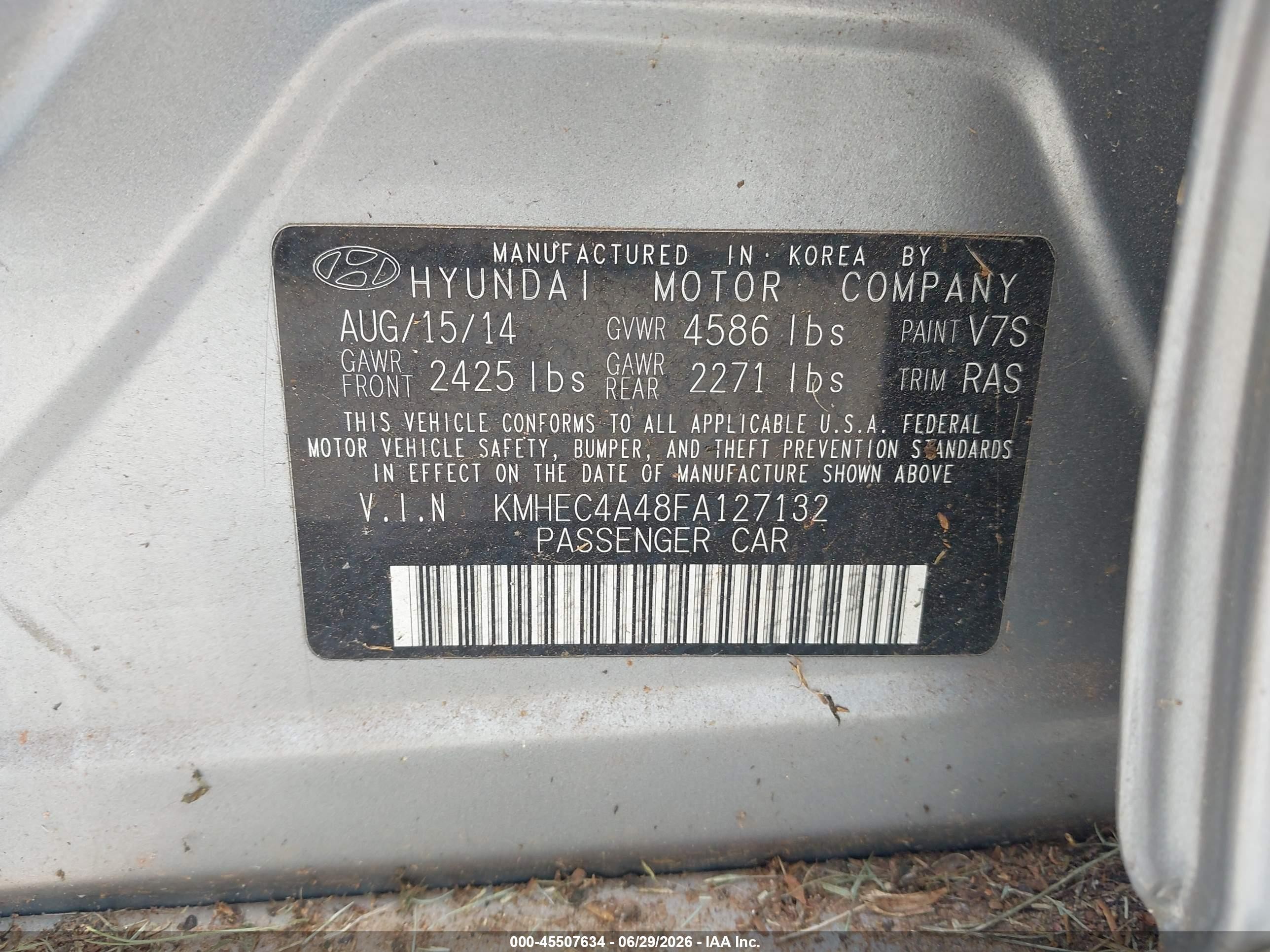 2015 Hyundai Sonata Hybrid Limited Silver vin: KMHEC4A48FA127132
