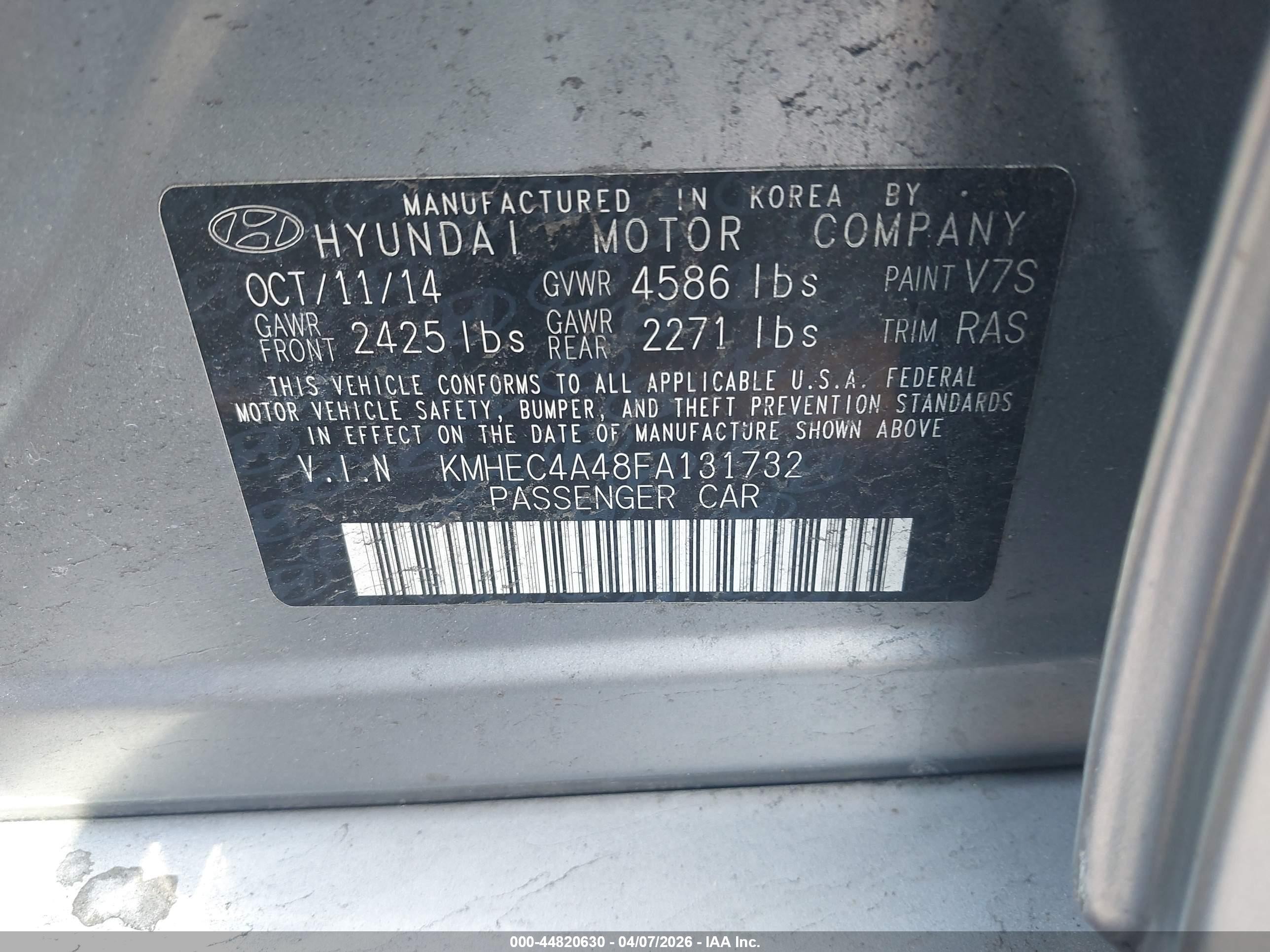 2015 Hyundai Sonata Hybrid Limited Silver vin: KMHEC4A48FA131732