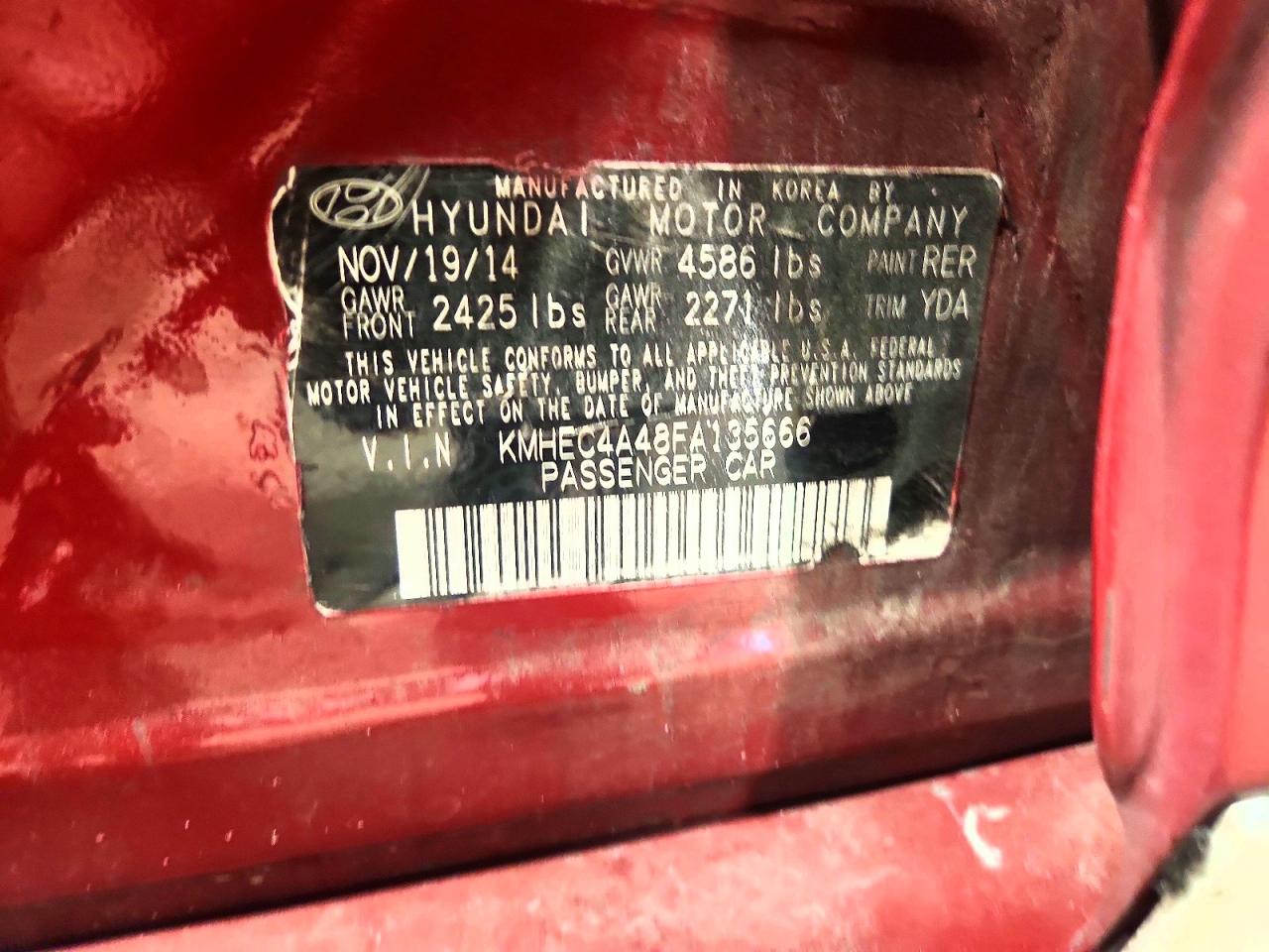 2015 Hyundai Sonata Hybrid Limited Red vin: KMHEC4A48FA135666