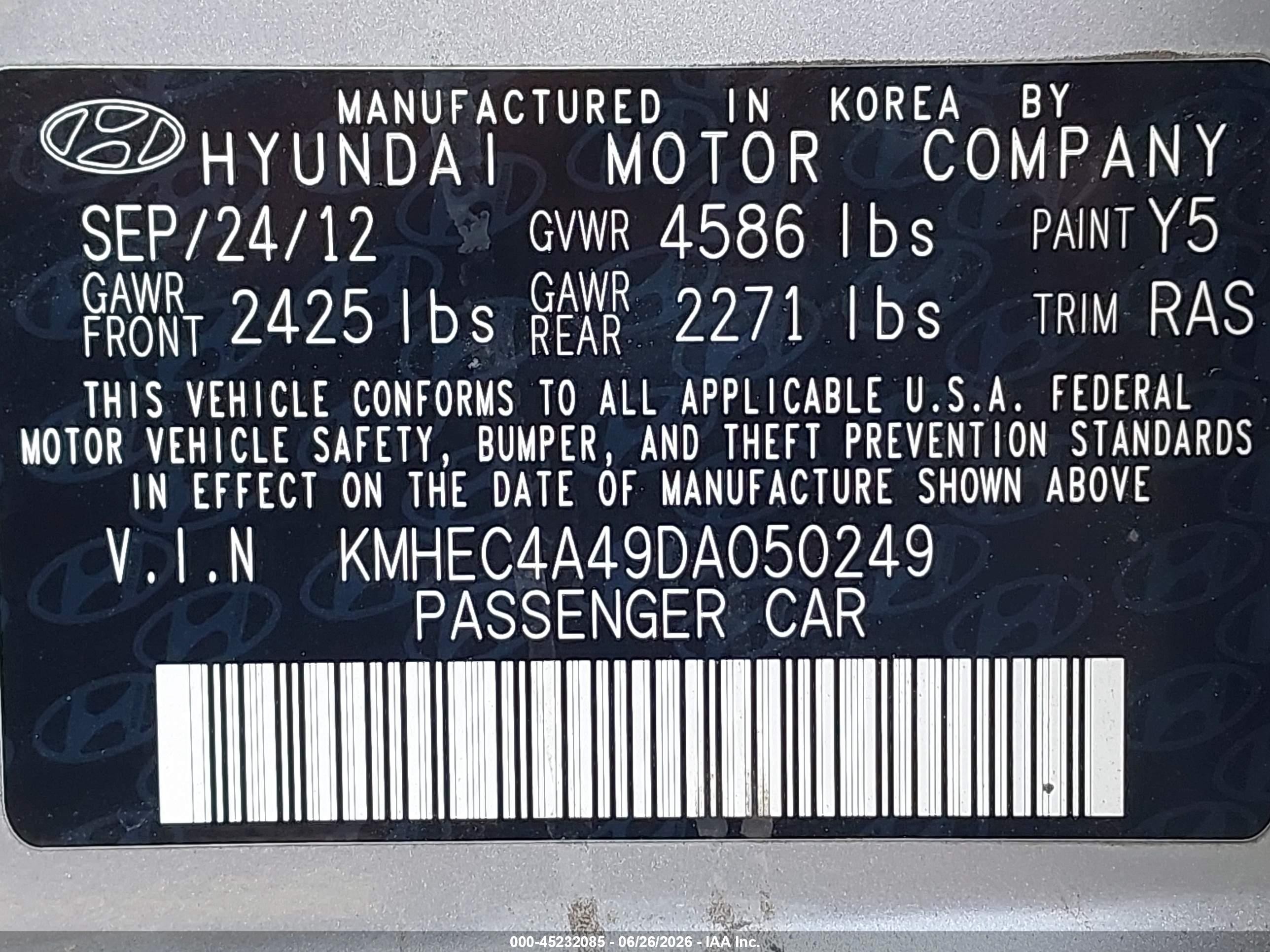 2013 Hyundai Sonata Hybrid Limited Серый vin: KMHEC4A49DA050249