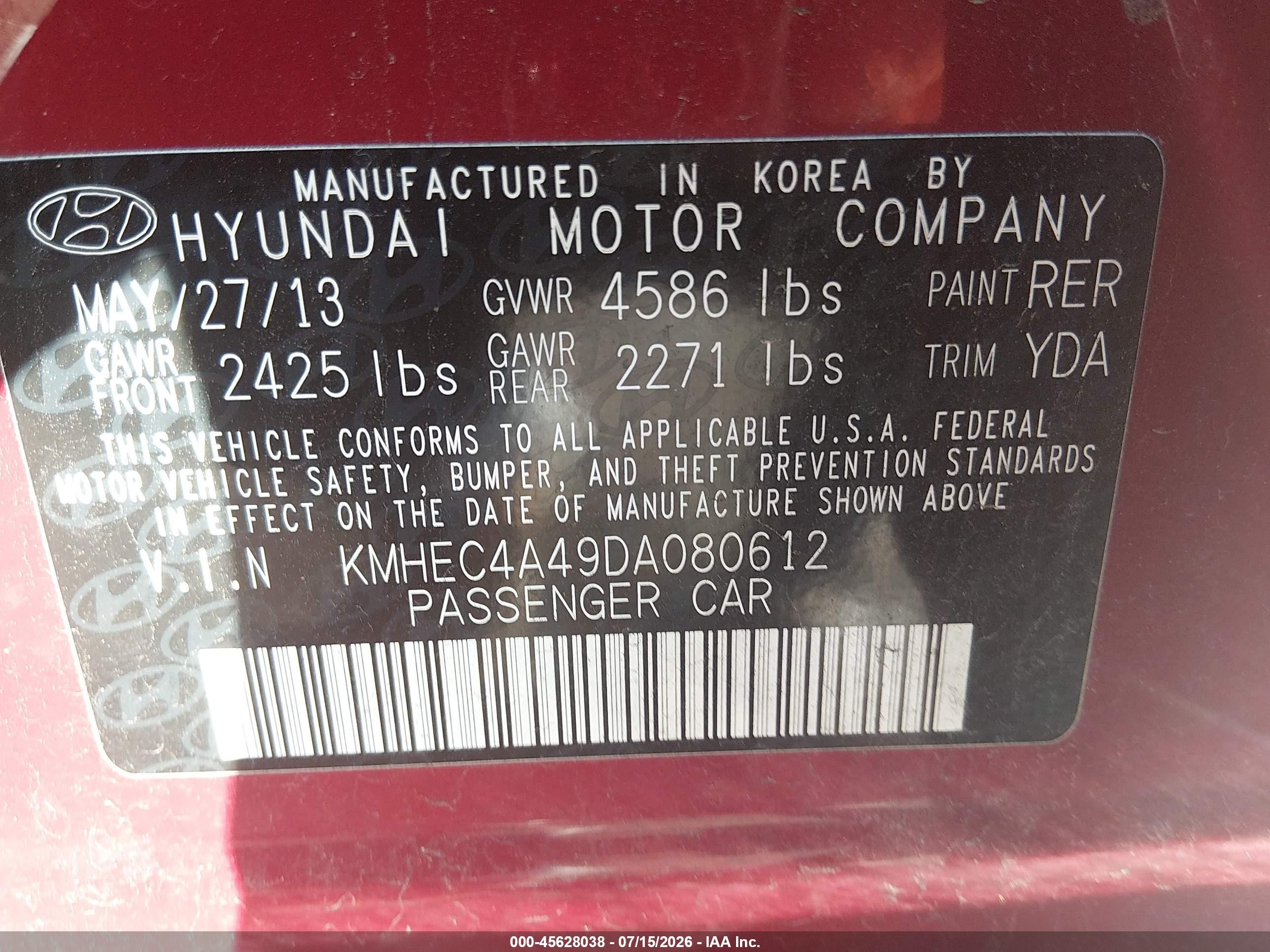 2013 Hyundai Sonata Hybrid Limited Red vin: KMHEC4A49DA080612