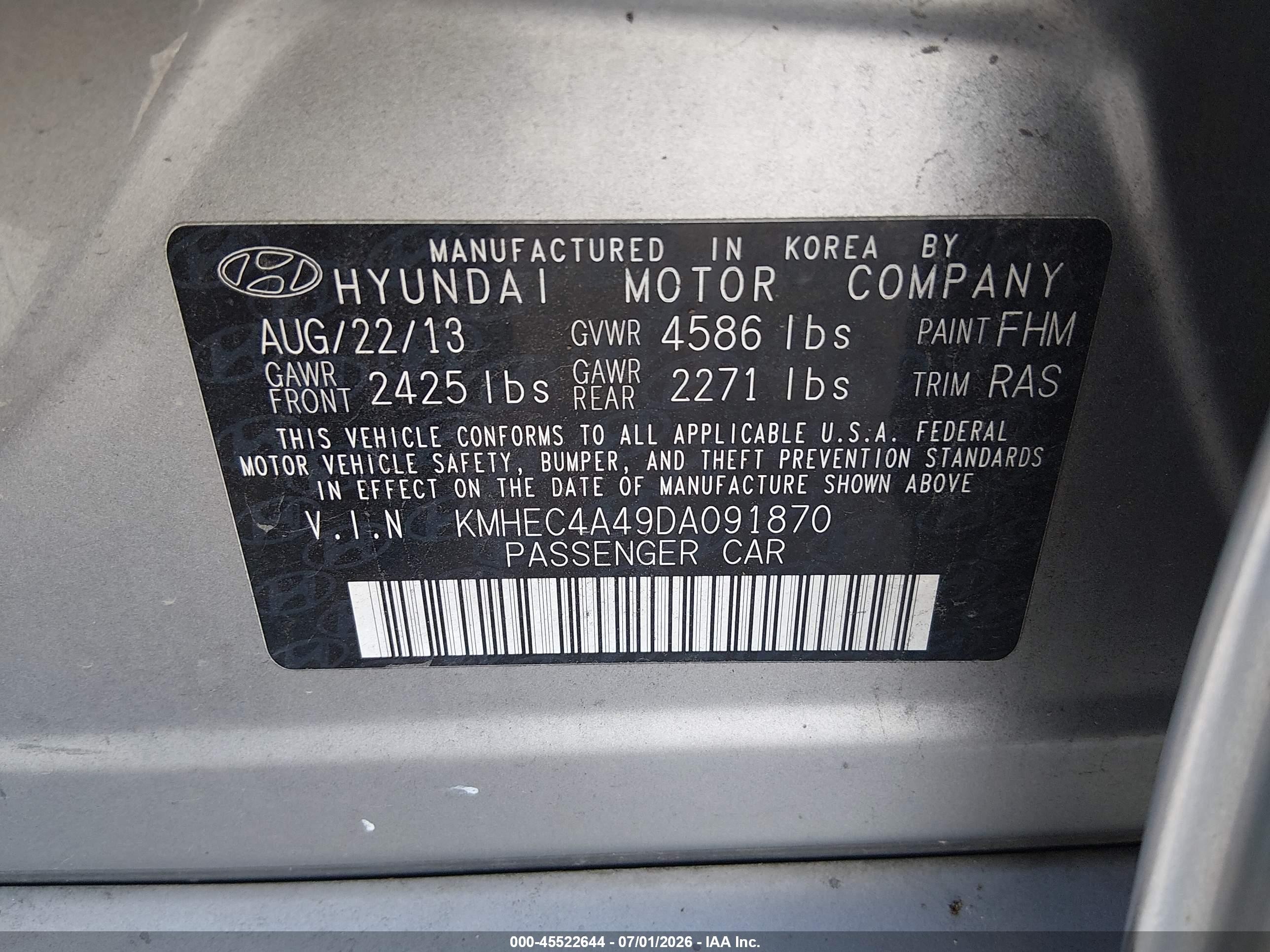 2013 Hyundai Sonata Hybrid Limited Silver vin: KMHEC4A49DA091870