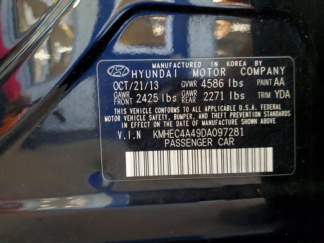2013 Hyundai Sonata Hybrid Black vin: KMHEC4A49DA097281