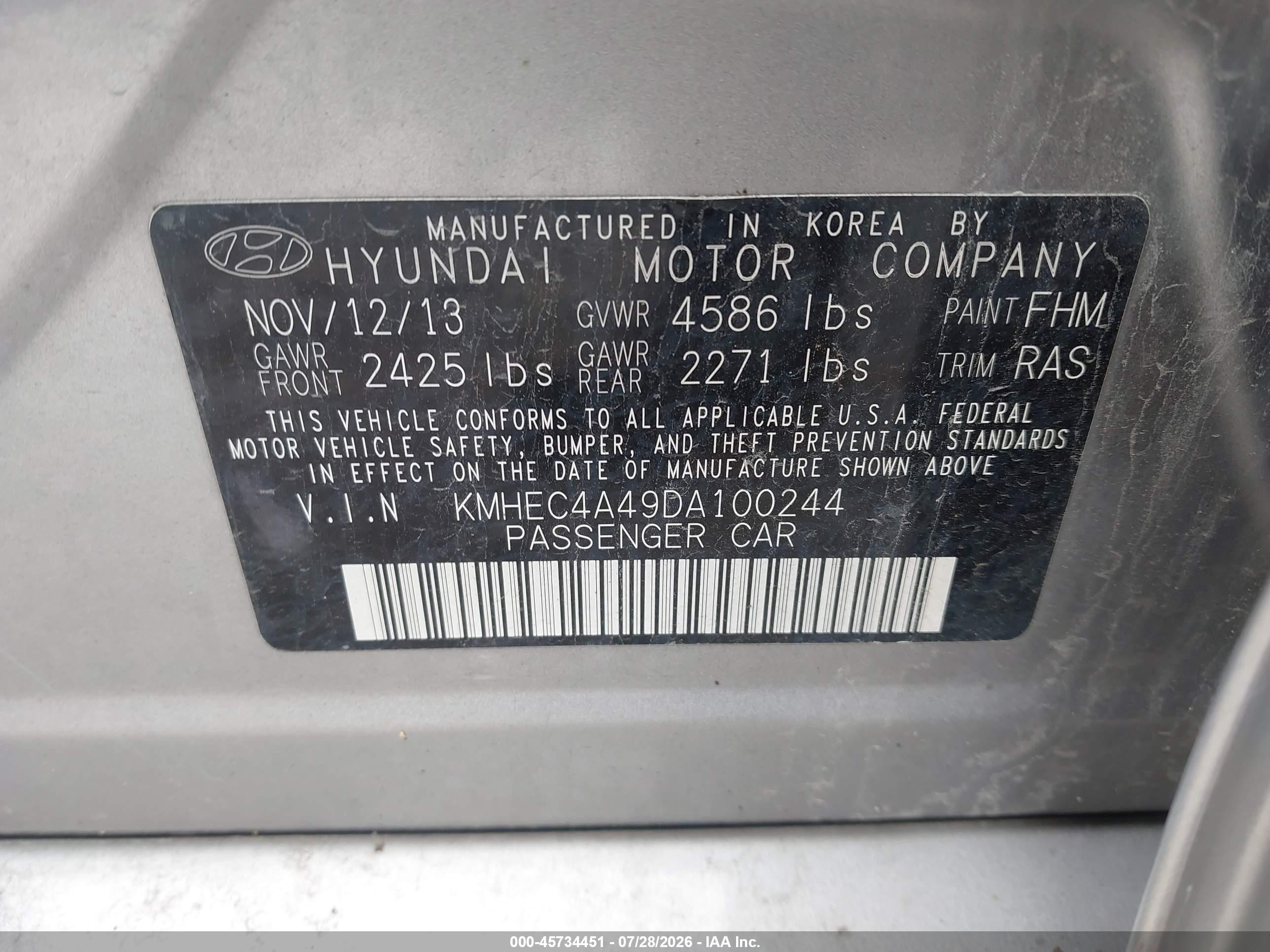 2013 Hyundai Sonata Hybrid Limited Silver vin: KMHEC4A49DA100244