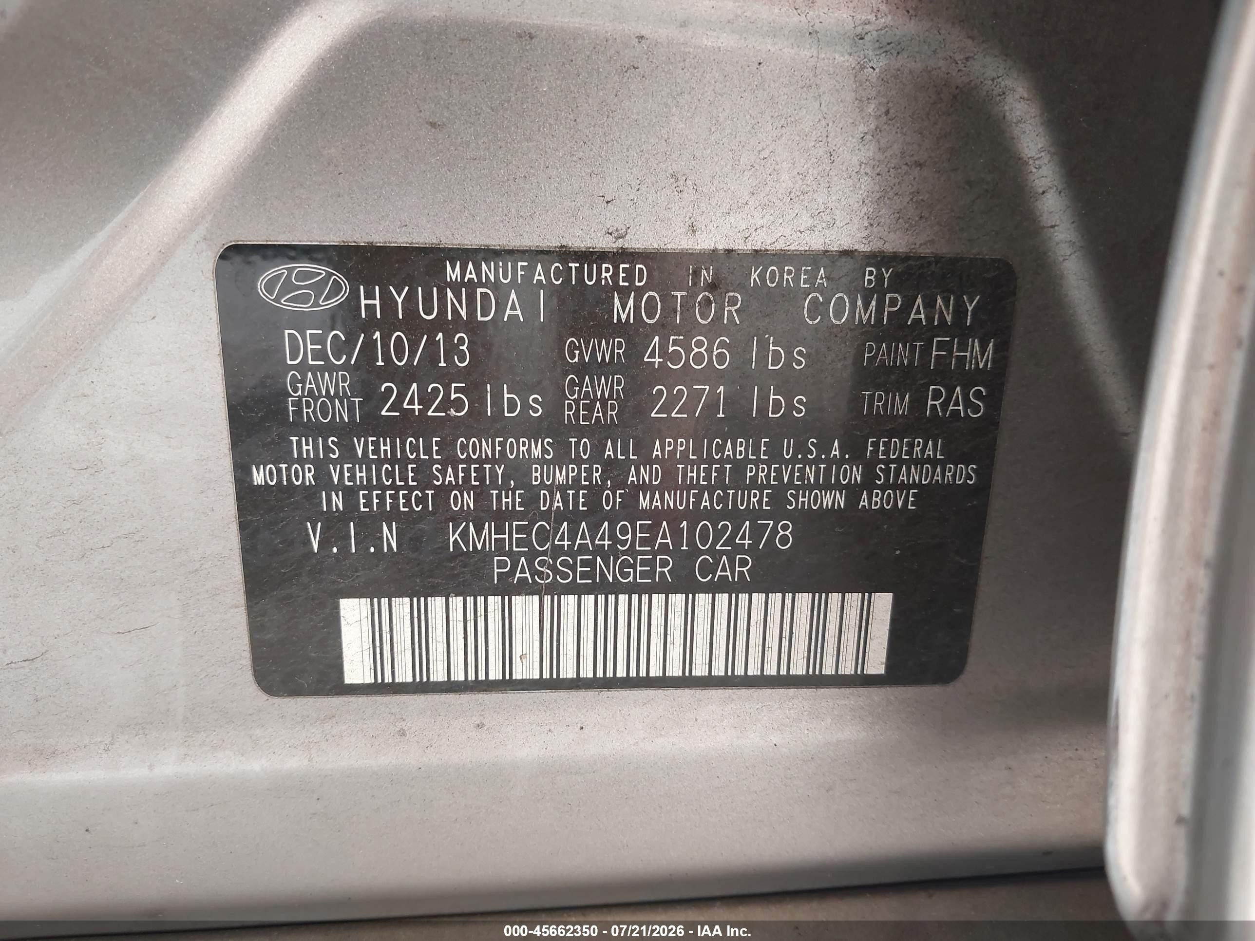 2014 Hyundai Sonata Hybrid Limited Silver vin: KMHEC4A49EA102478