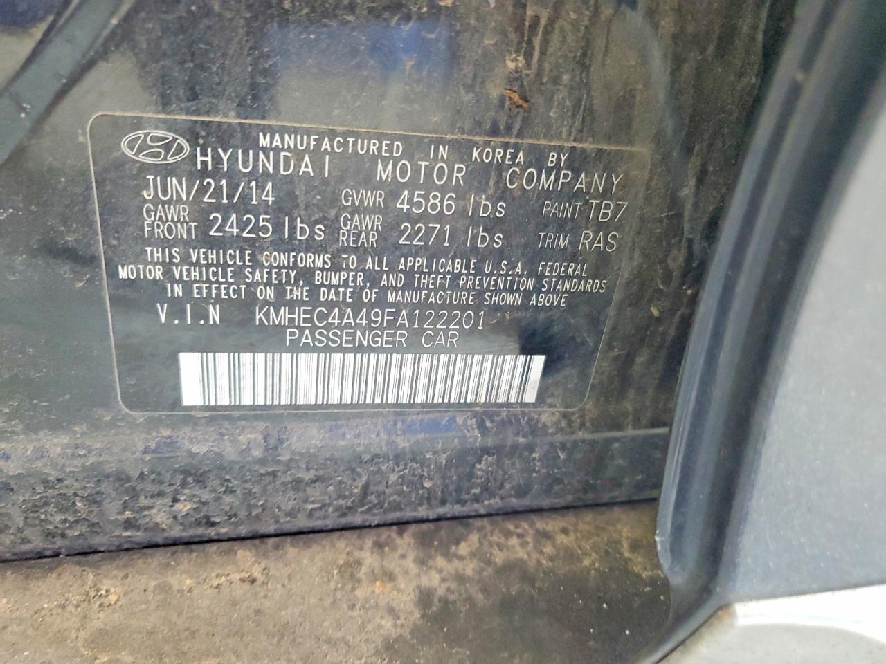 2015 Hyundai Sonata Hybrid Base Black vin: KMHEC4A49FA122201