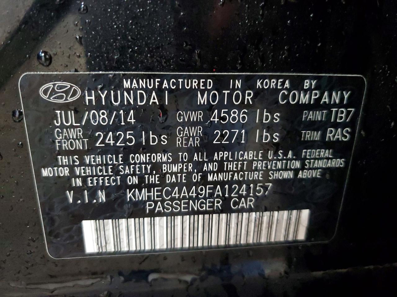 2015 Hyundai Sonata Hybrid Limited Black vin: KMHEC4A49FA124157