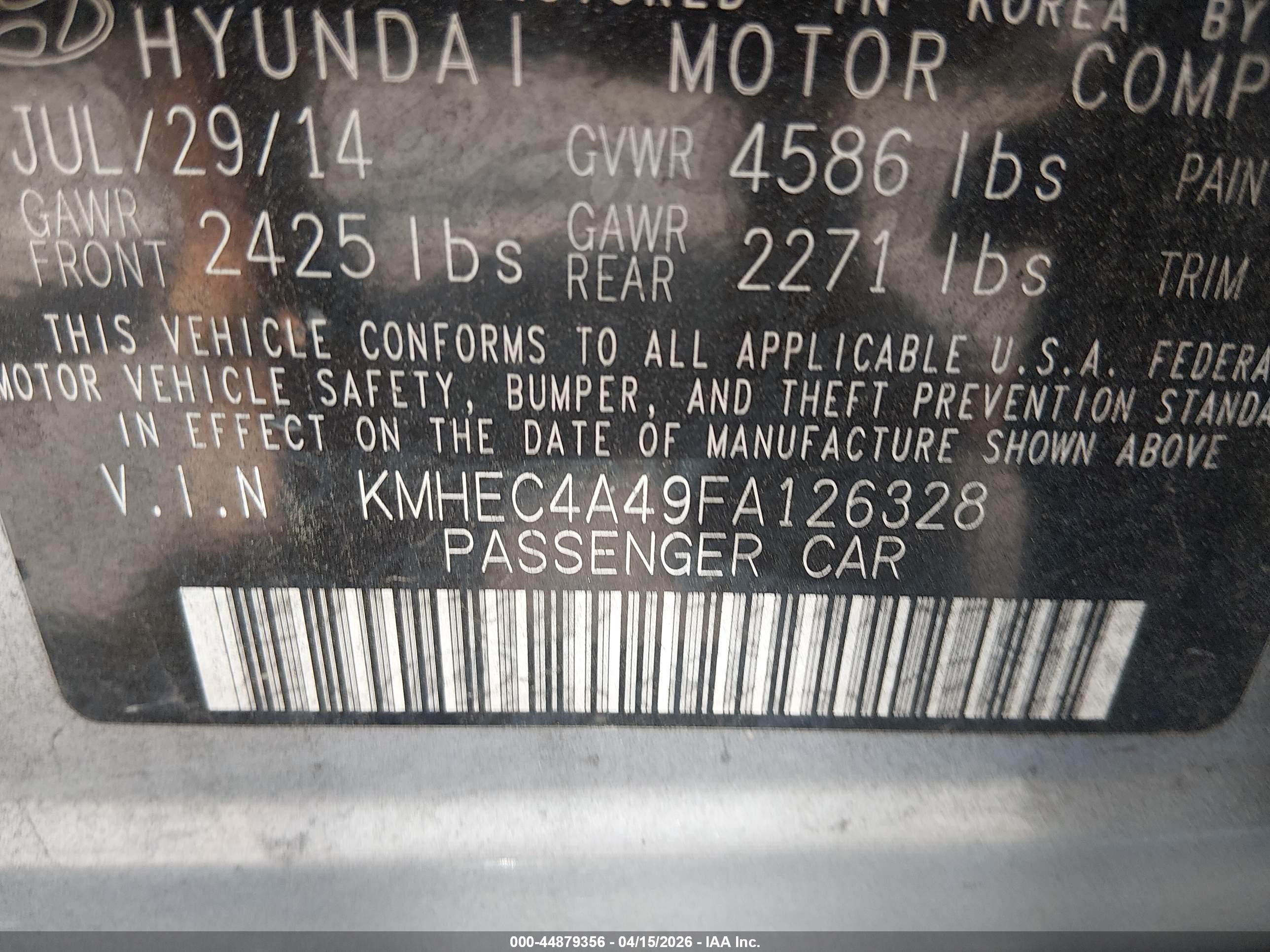 2015 Hyundai Sonata Hybrid Limited Silver vin: KMHEC4A49FA126328
