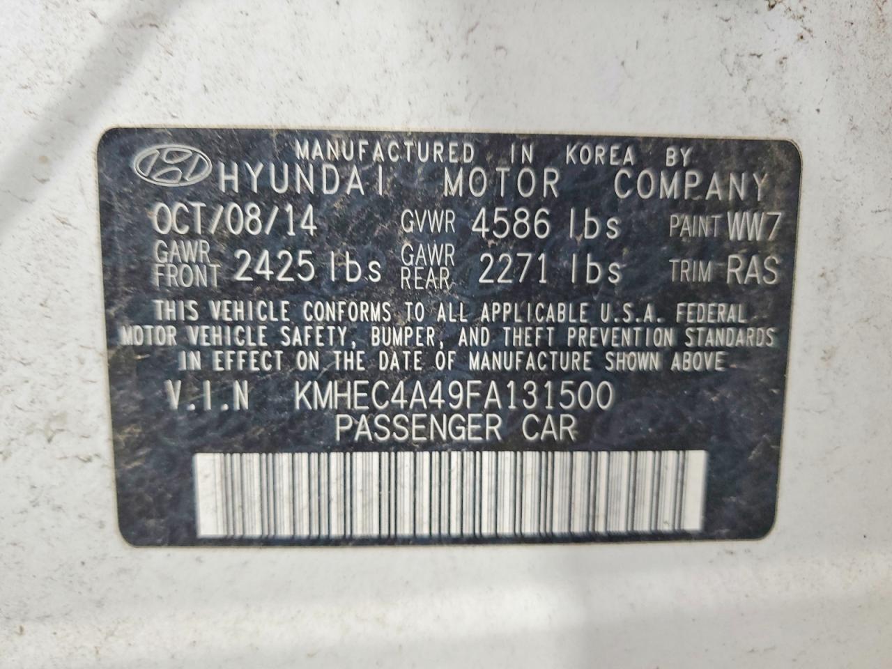 2015 Hyundai Sonata Hybrid Limited White vin: KMHEC4A49FA131500