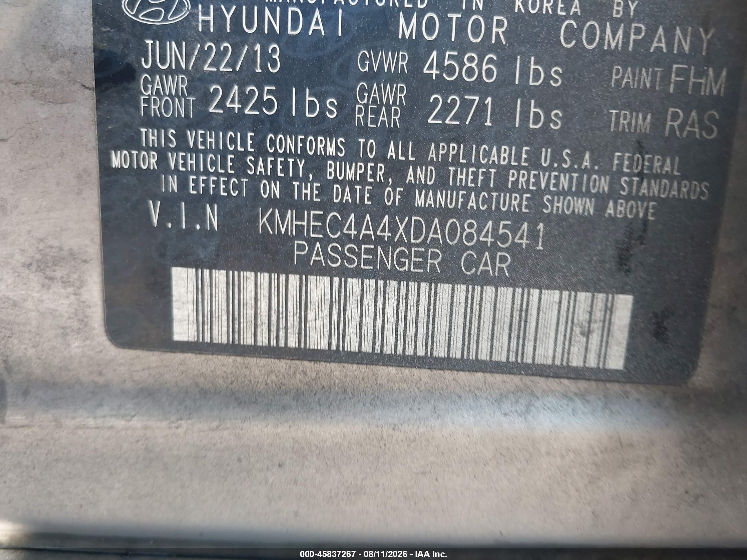 2013 Hyundai Sonata Hybrid Limited Gray vin: KMHEC4A4XDA084541