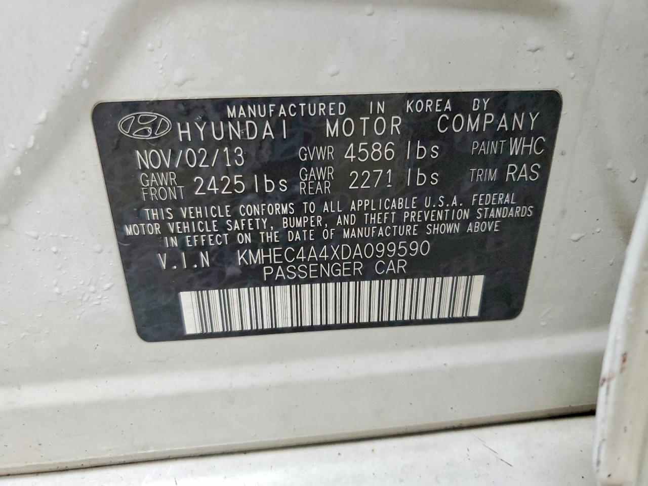 2013 Hyundai Sonata Hybrid White vin: KMHEC4A4XDA099590