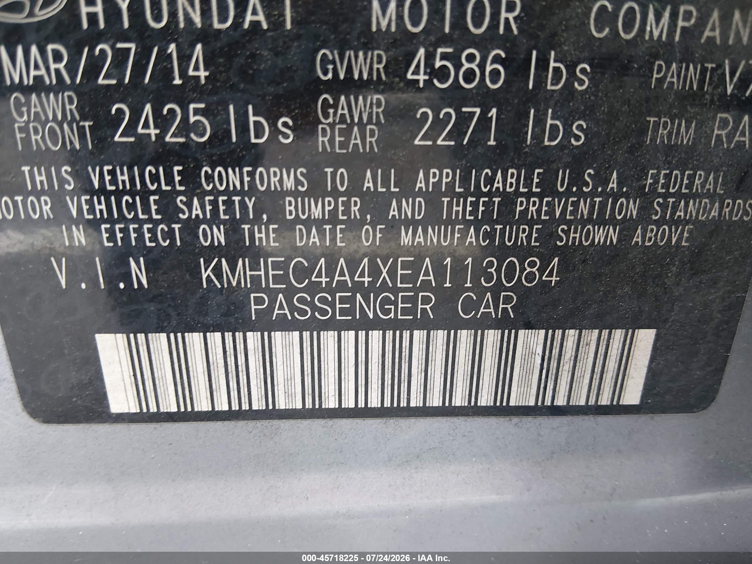 2014 Hyundai Sonata Hybrid   Silver vin: KMHEC4A4XEA113084