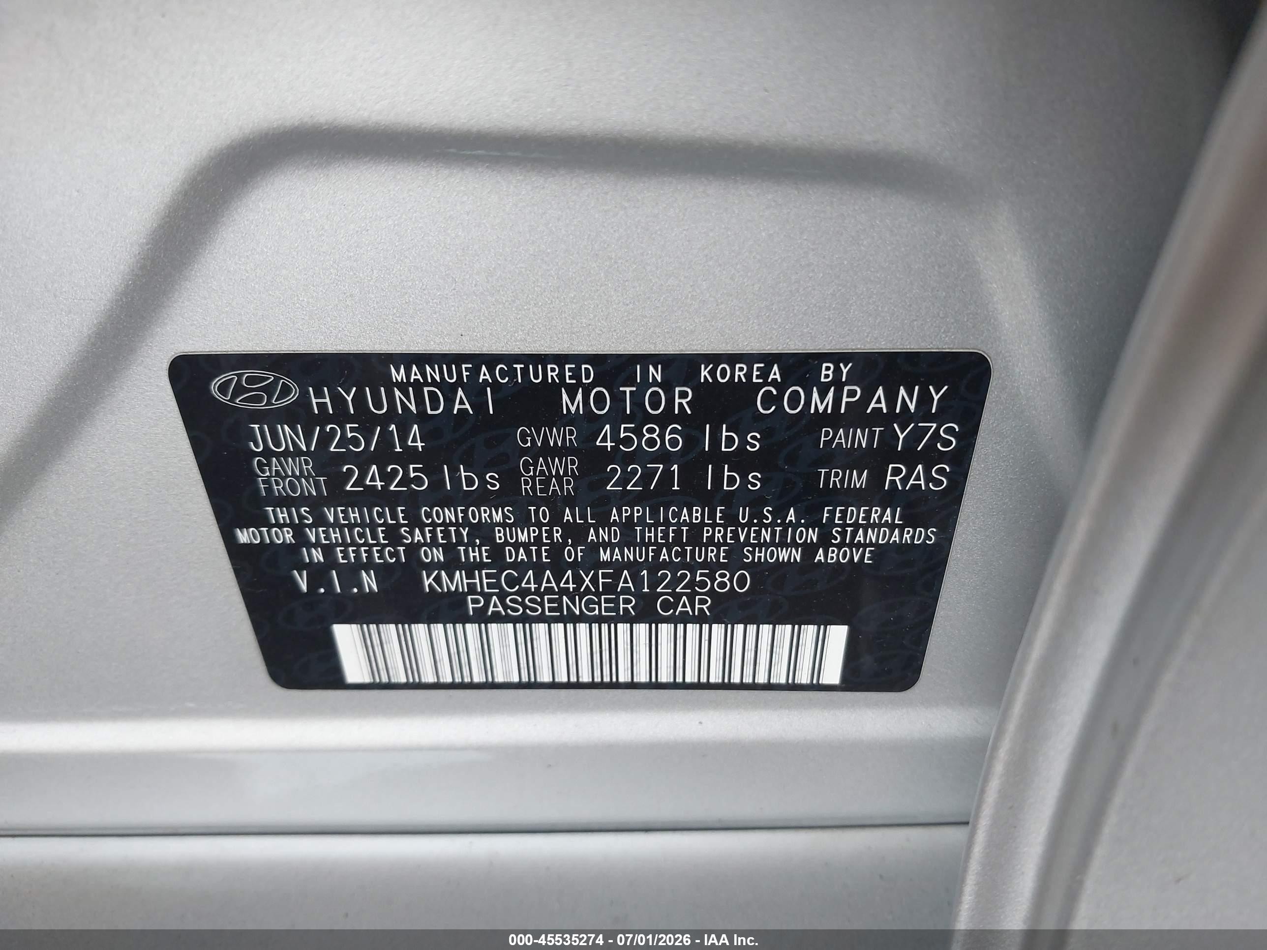 2015 Hyundai Sonata Hybrid Limited Silver vin: KMHEC4A4XFA122580