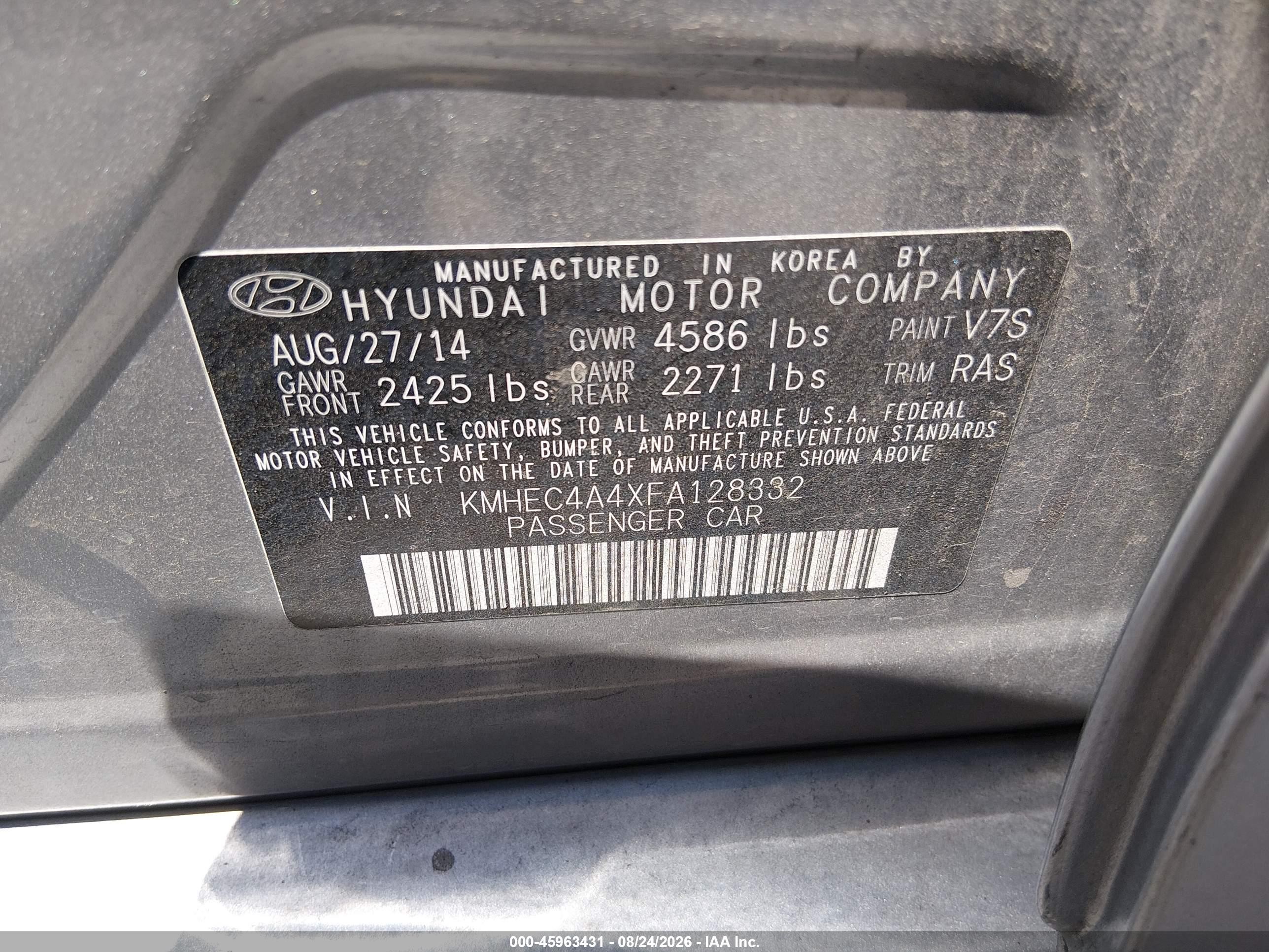 2015 Hyundai Sonata Hybrid   Silver vin: KMHEC4A4XFA128332