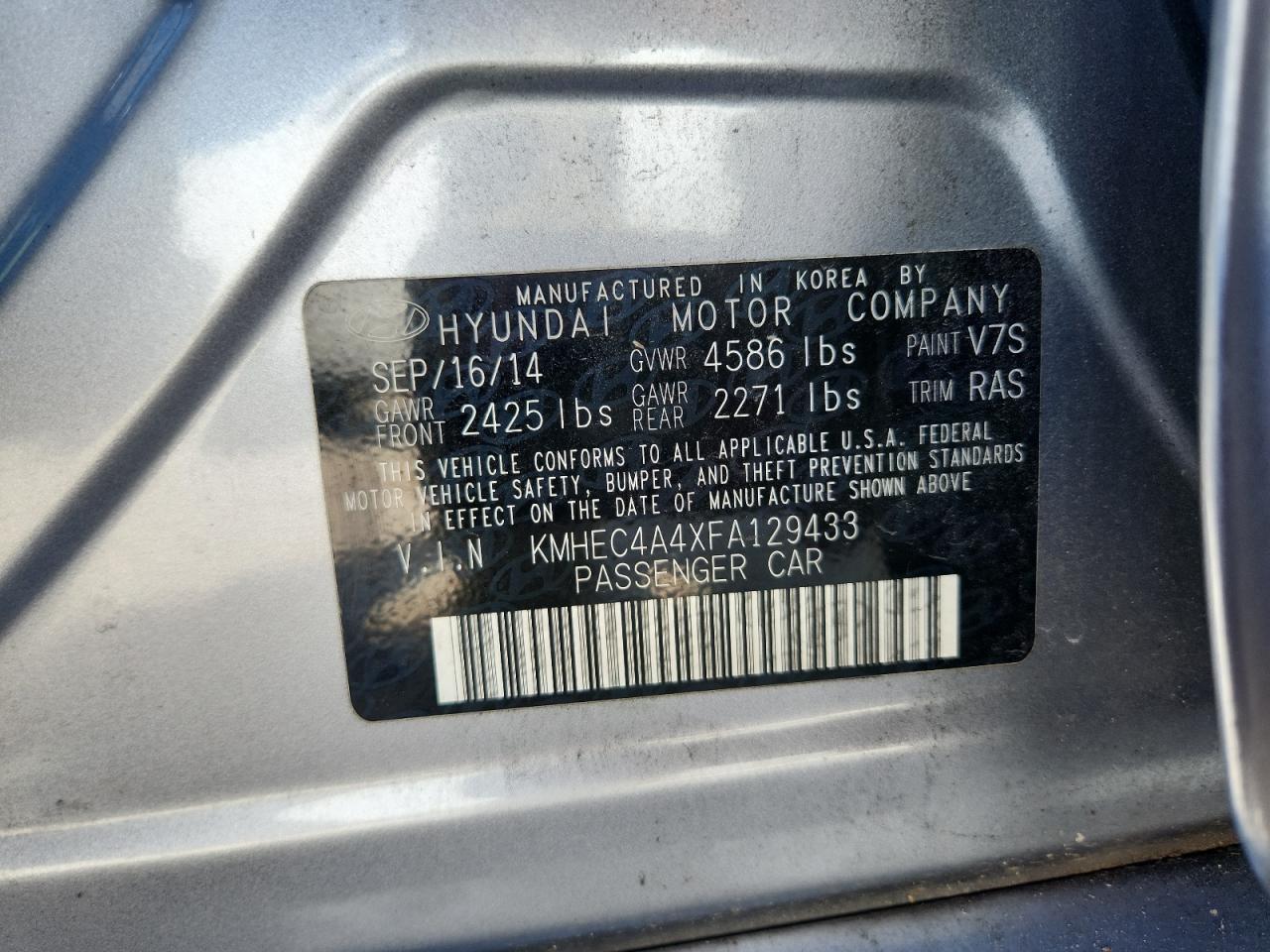 2015 Hyundai Sonata Hybrid Limited Silver vin: KMHEC4A4XFA129433