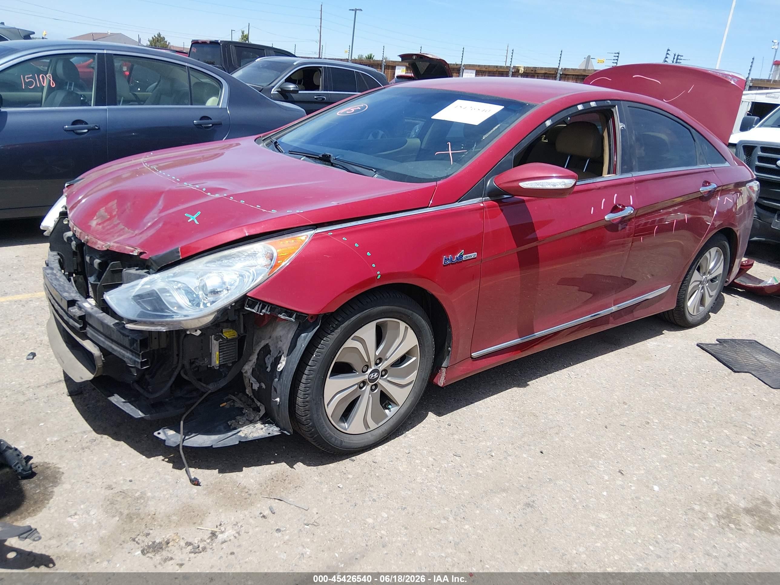 2015 Hyundai Sonata Hybrid Limited Red vin: KMHEC4A4XFA132140