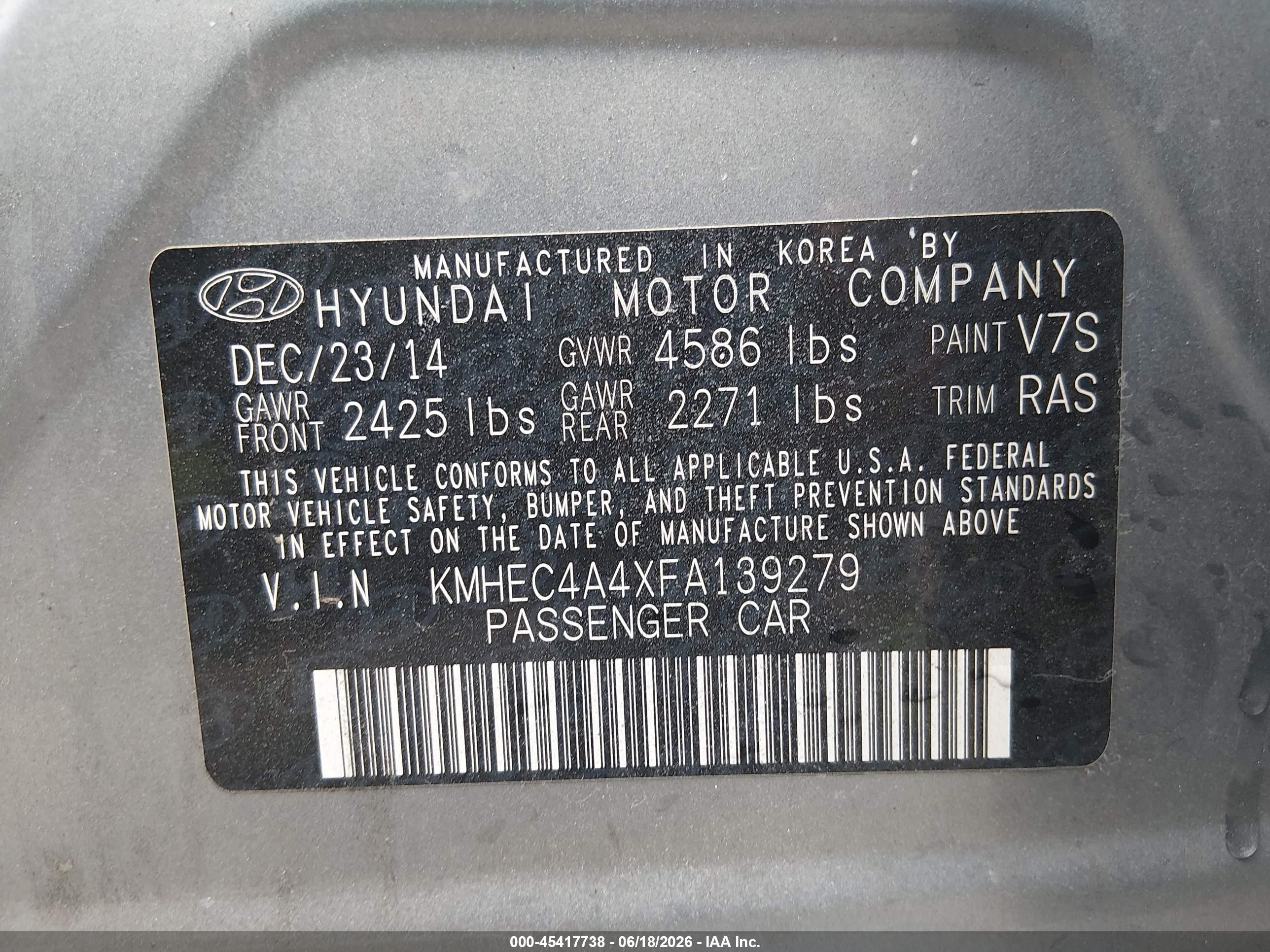 2015 Hyundai Sonata Hybrid   Серебряный vin: KMHEC4A4XFA139279