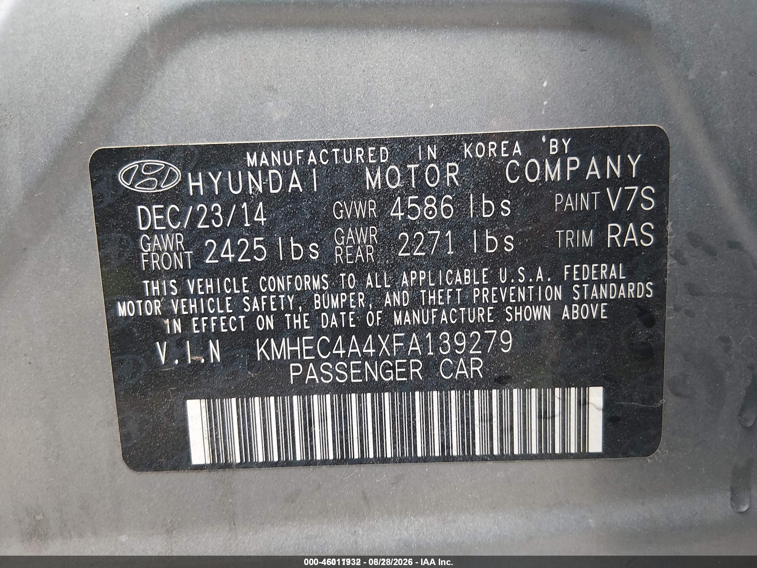 2015 Hyundai Sonata Hybrid   Silver vin: KMHEC4A4XFA139279