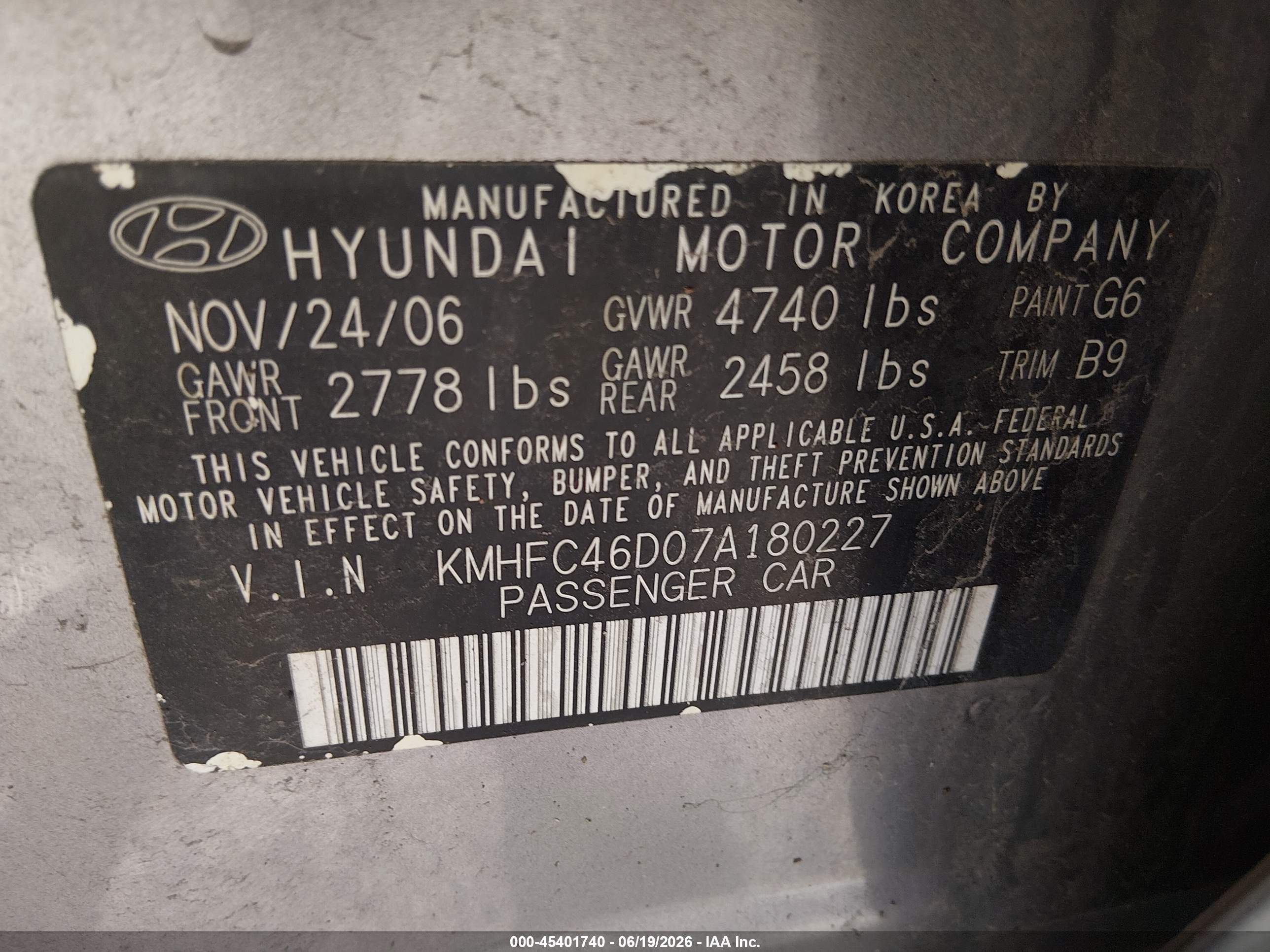 2007 Hyundai Azera Gls Silver vin: KMHFC46D07A180227