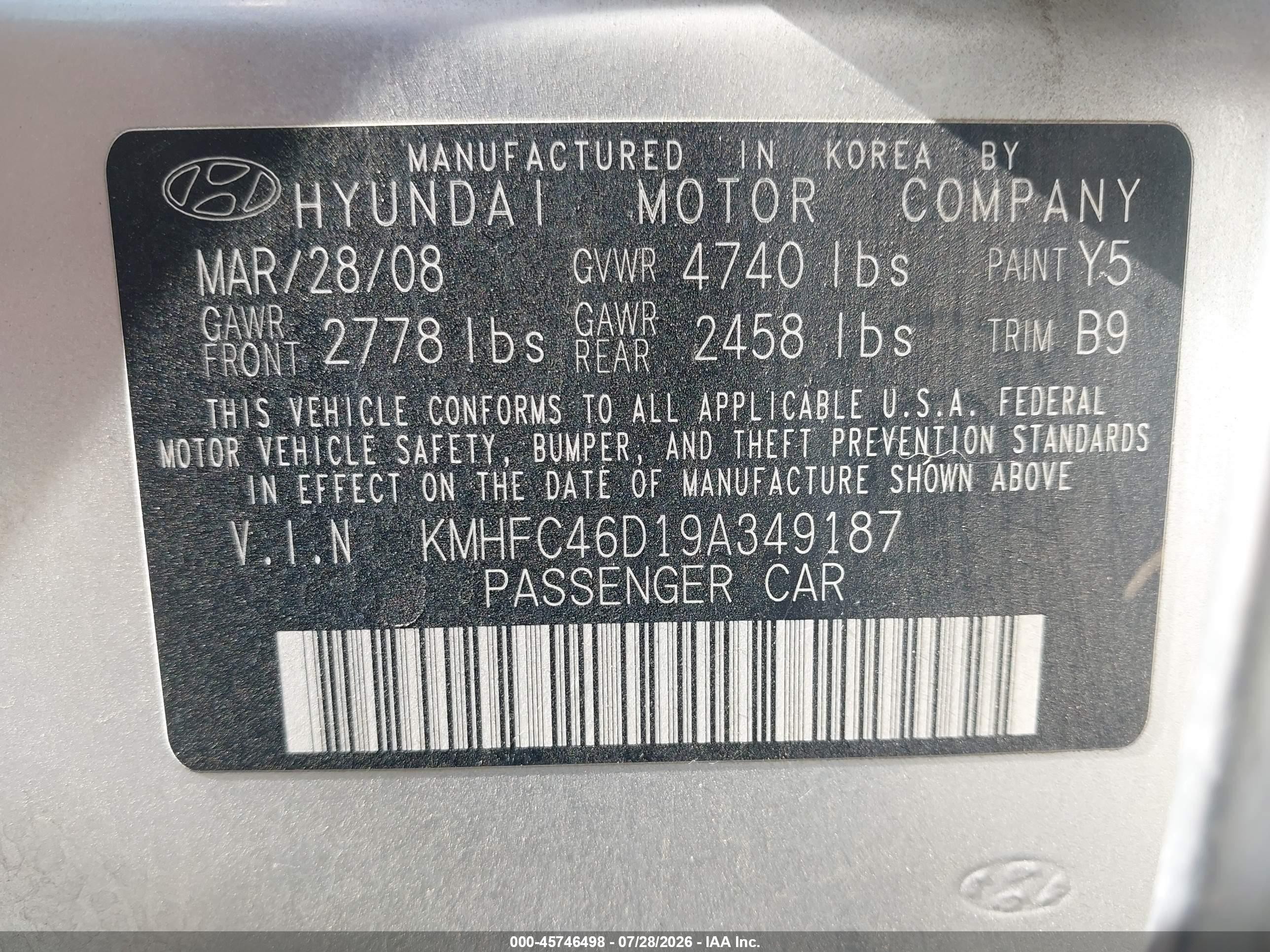 2009 Hyundai Azera Gls Серебряный vin: KMHFC46D19A349187