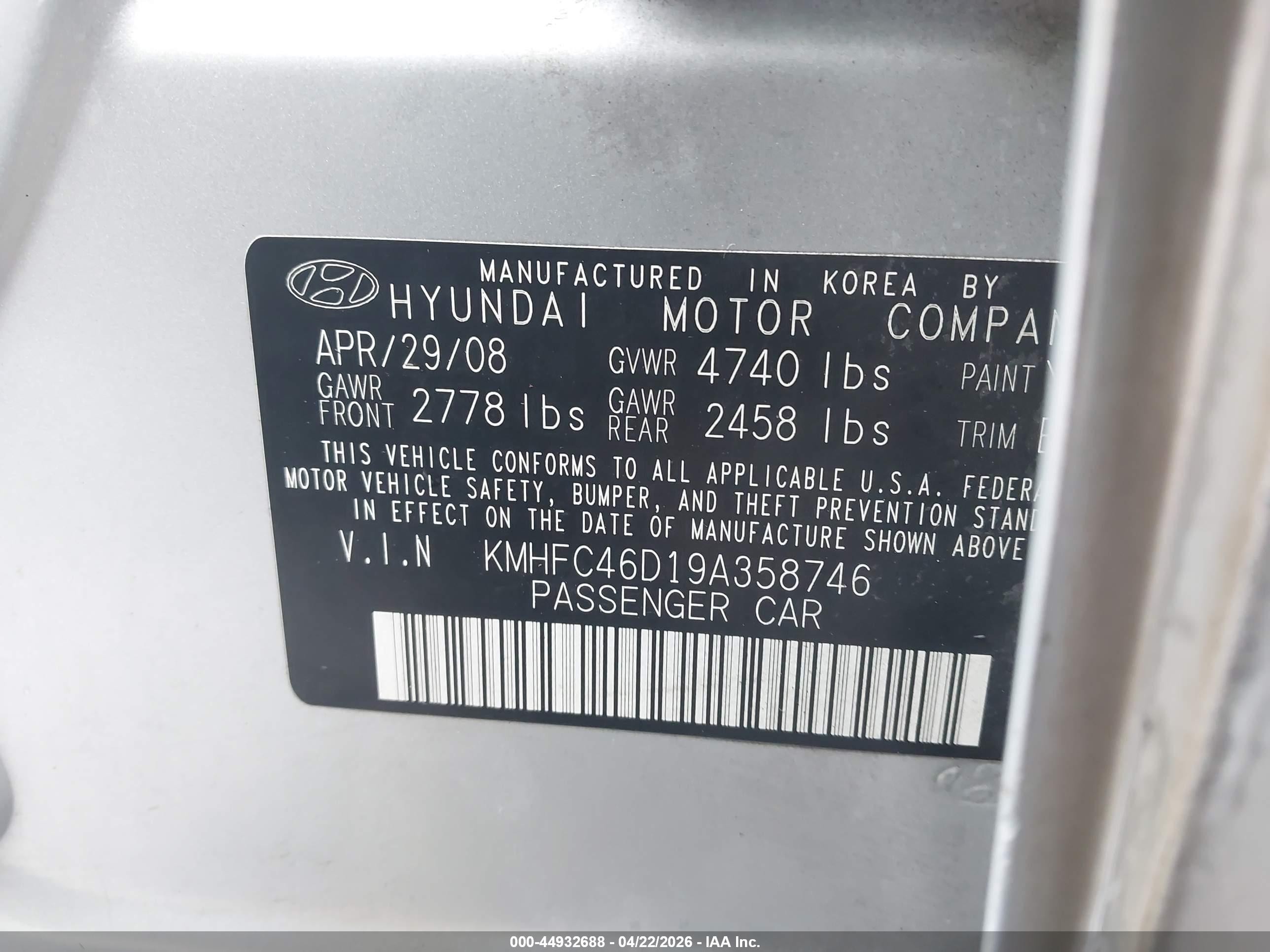 2009 Hyundai Azera Gls Silver vin: KMHFC46D19A358746