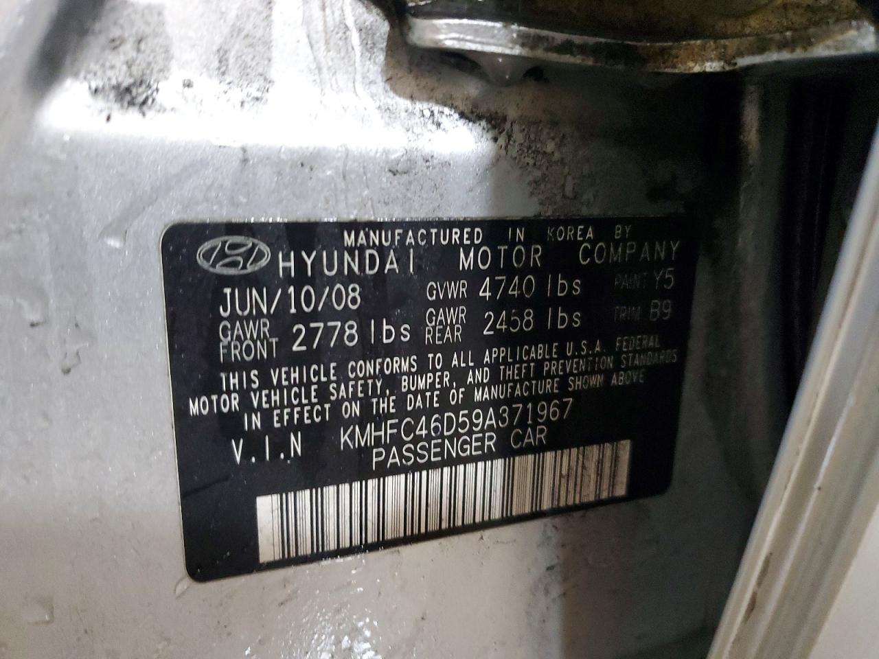 2009 Hyundai Azera Gls Silver vin: KMHFC46D59A371967