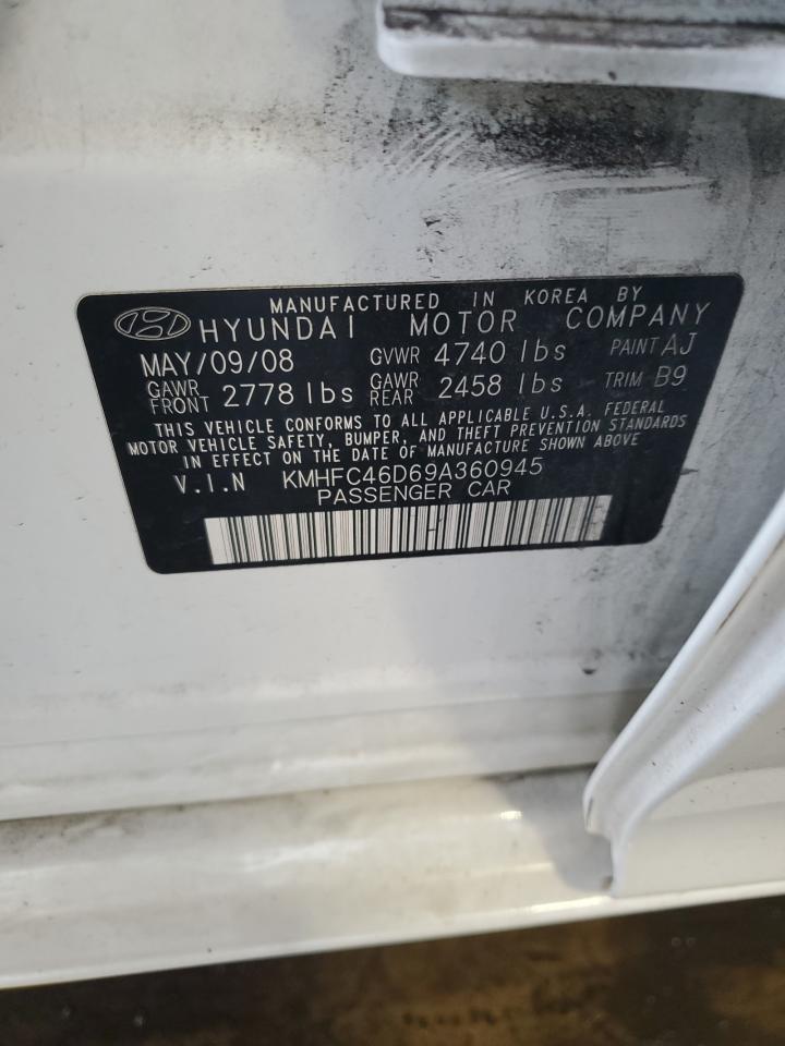 2009 Hyundai Azera Gls White vin: KMHFC46D69A360945