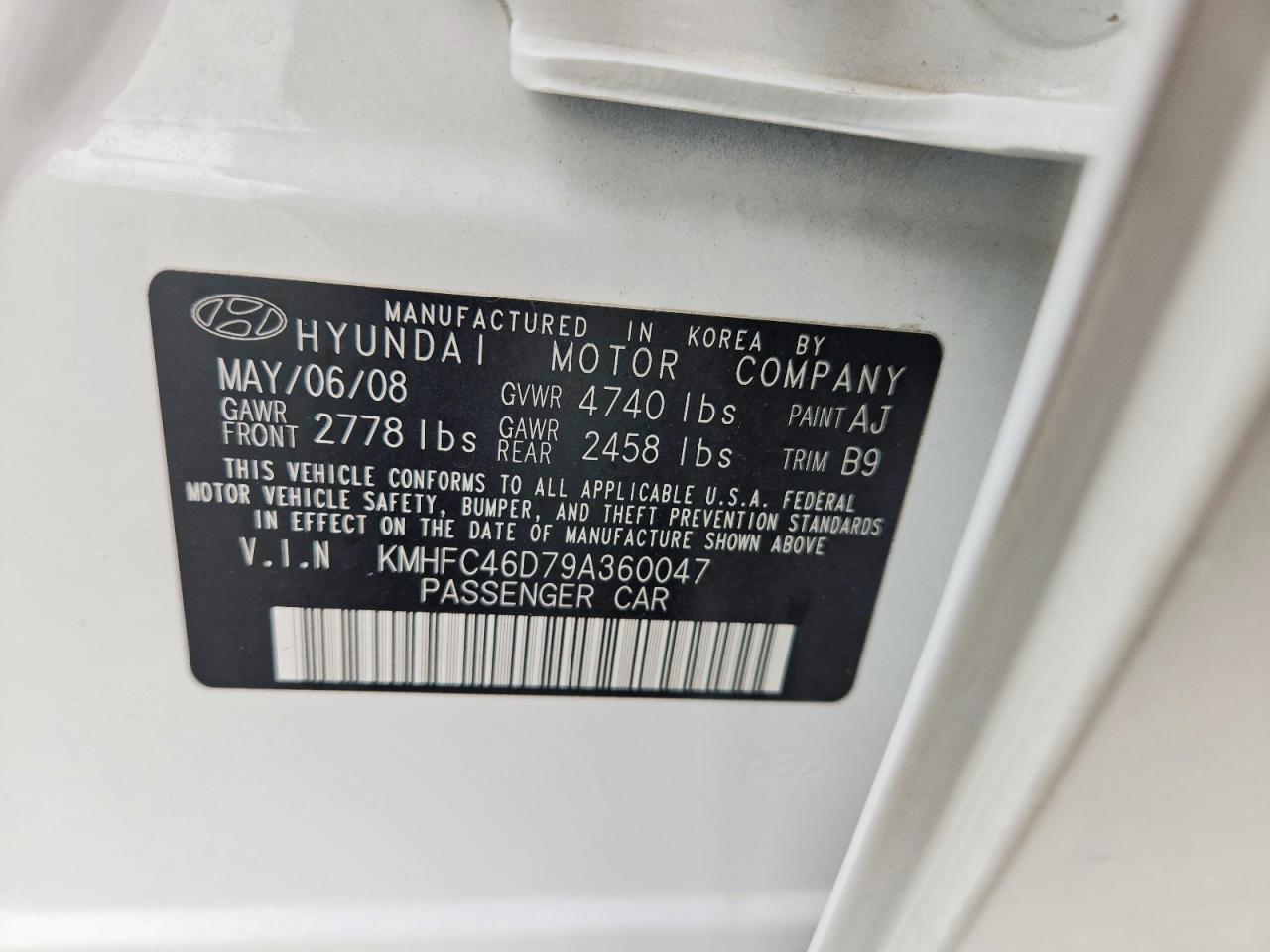 2009 Hyundai Azera Gls White vin: KMHFC46D79A360047