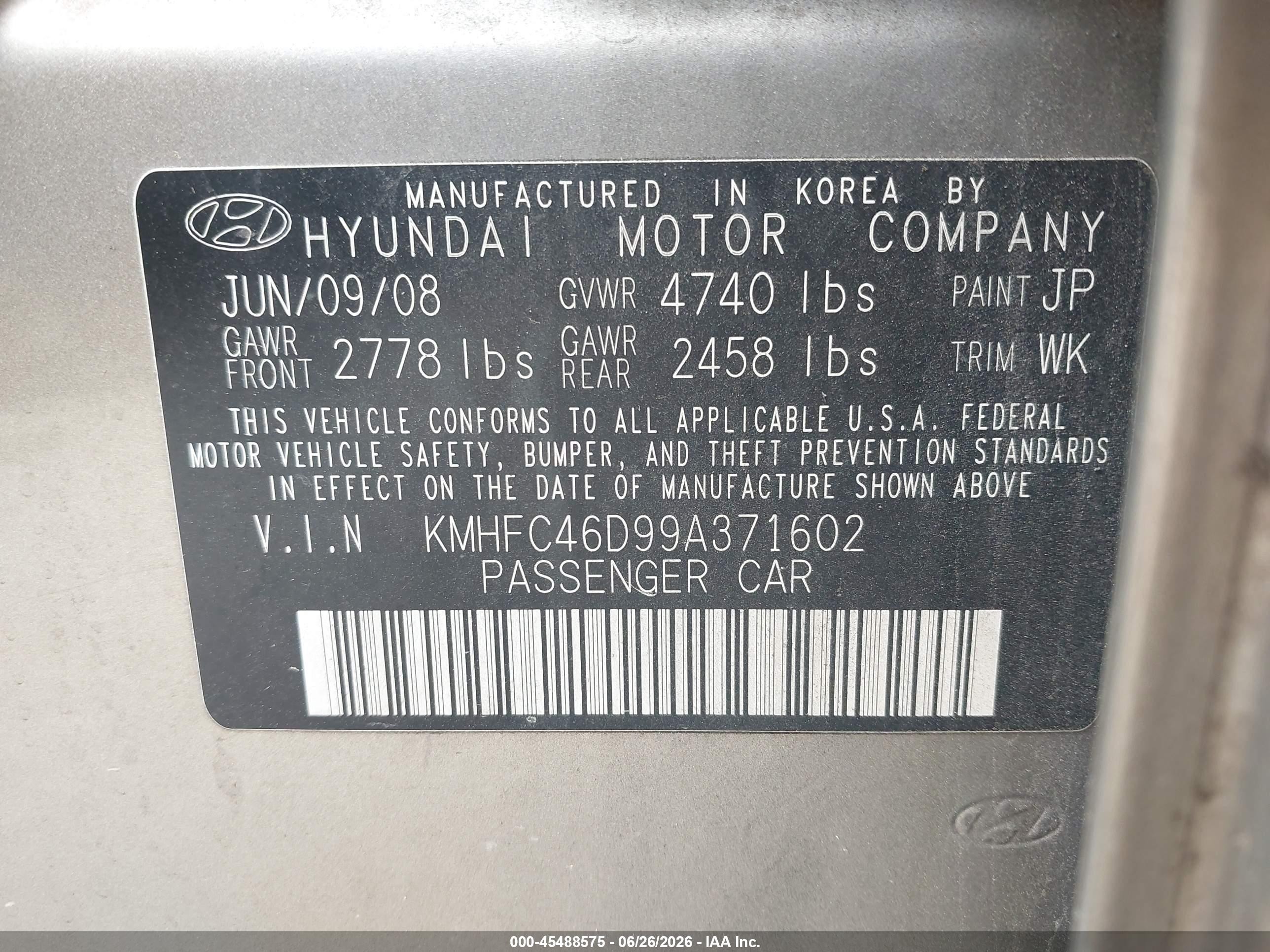 2009 Hyundai Azera Gls Серебряный vin: KMHFC46D99A371602